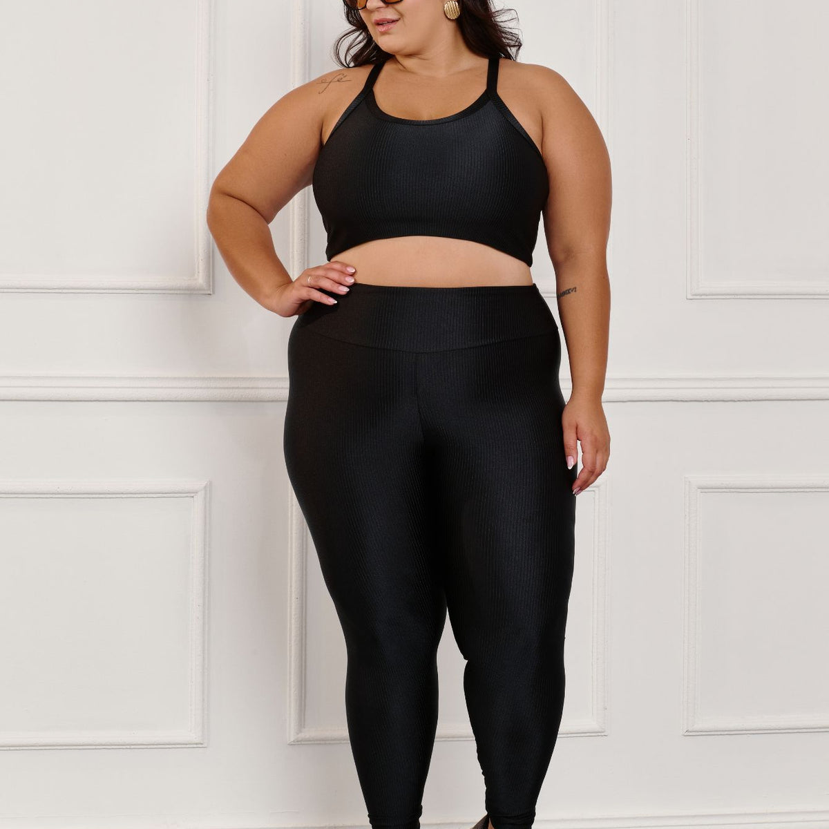 Conjunto Fitness Canelado Plus Size