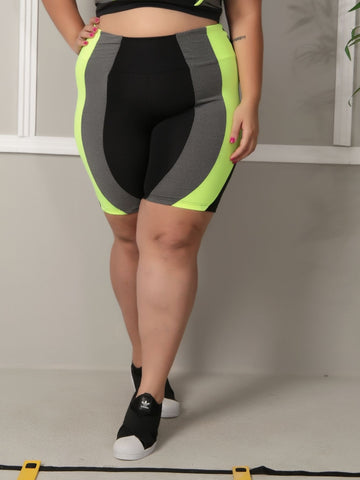 Bermuda Fitness Detalhe Em Neon Plus Size