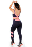 Conjunto fitness Marinho com cortes Rosa (top+calça) (7287045980311)