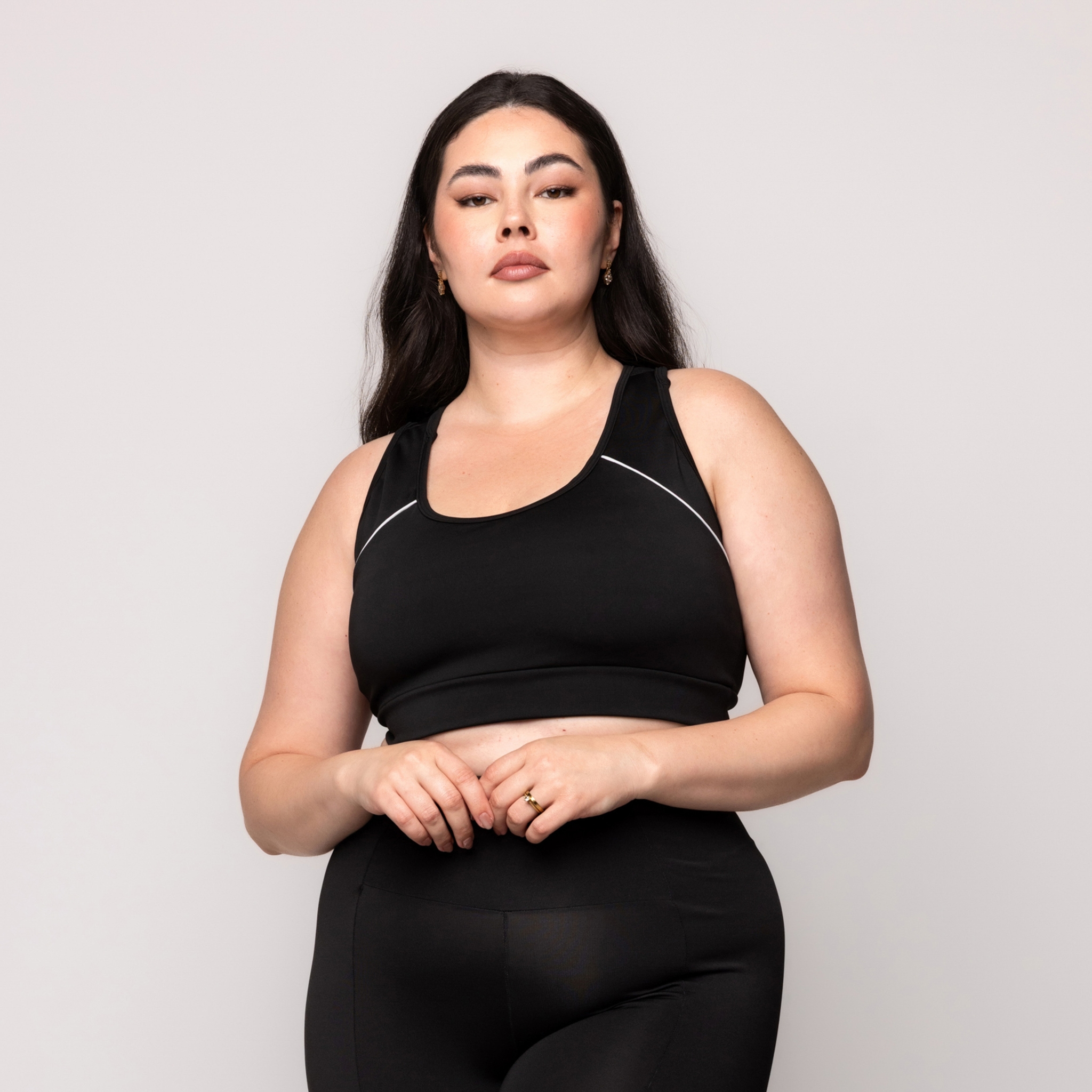 Top Feminino Fitness Preto Plus size com bojo