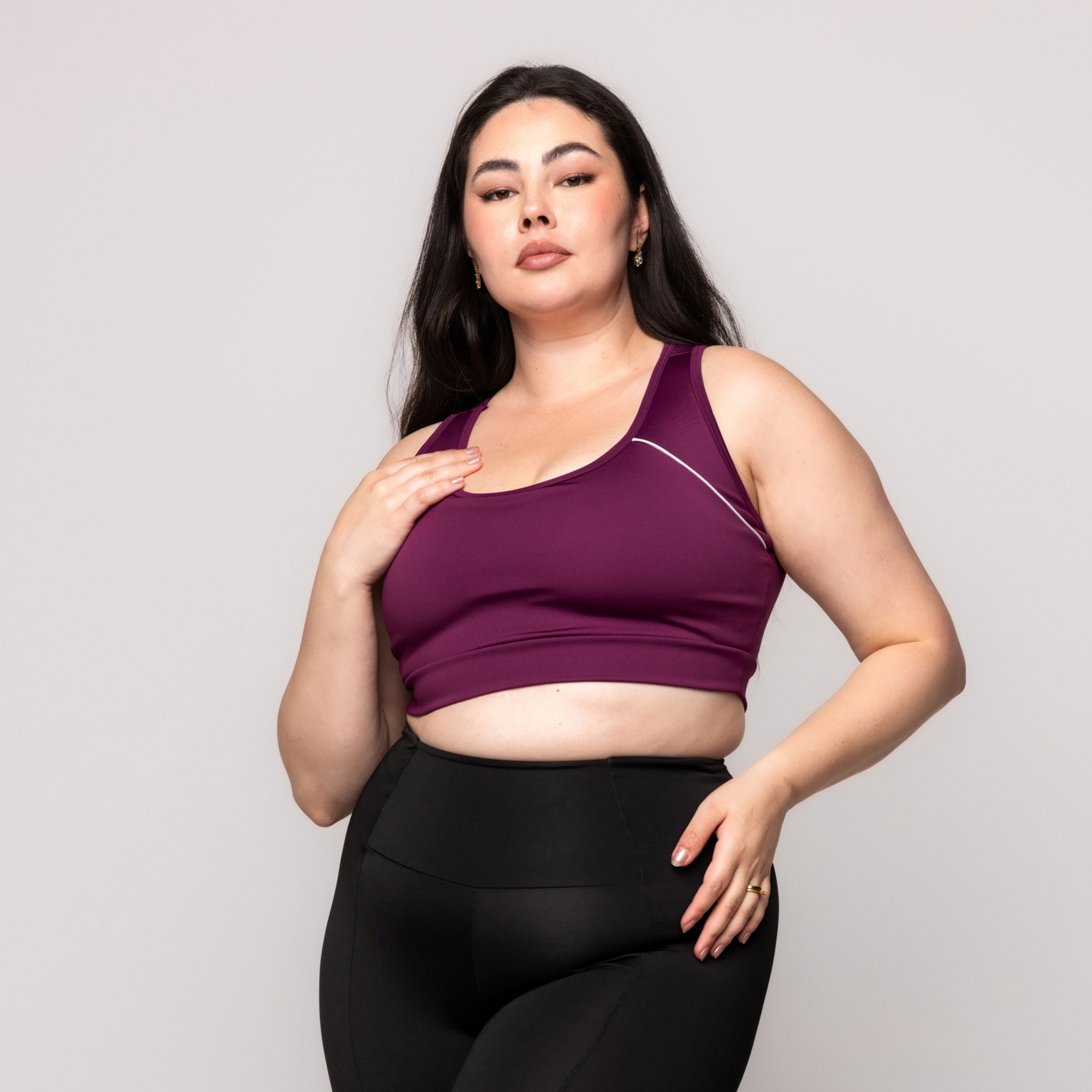 Top Feminino Fitness Vinho Plus size com bojo
