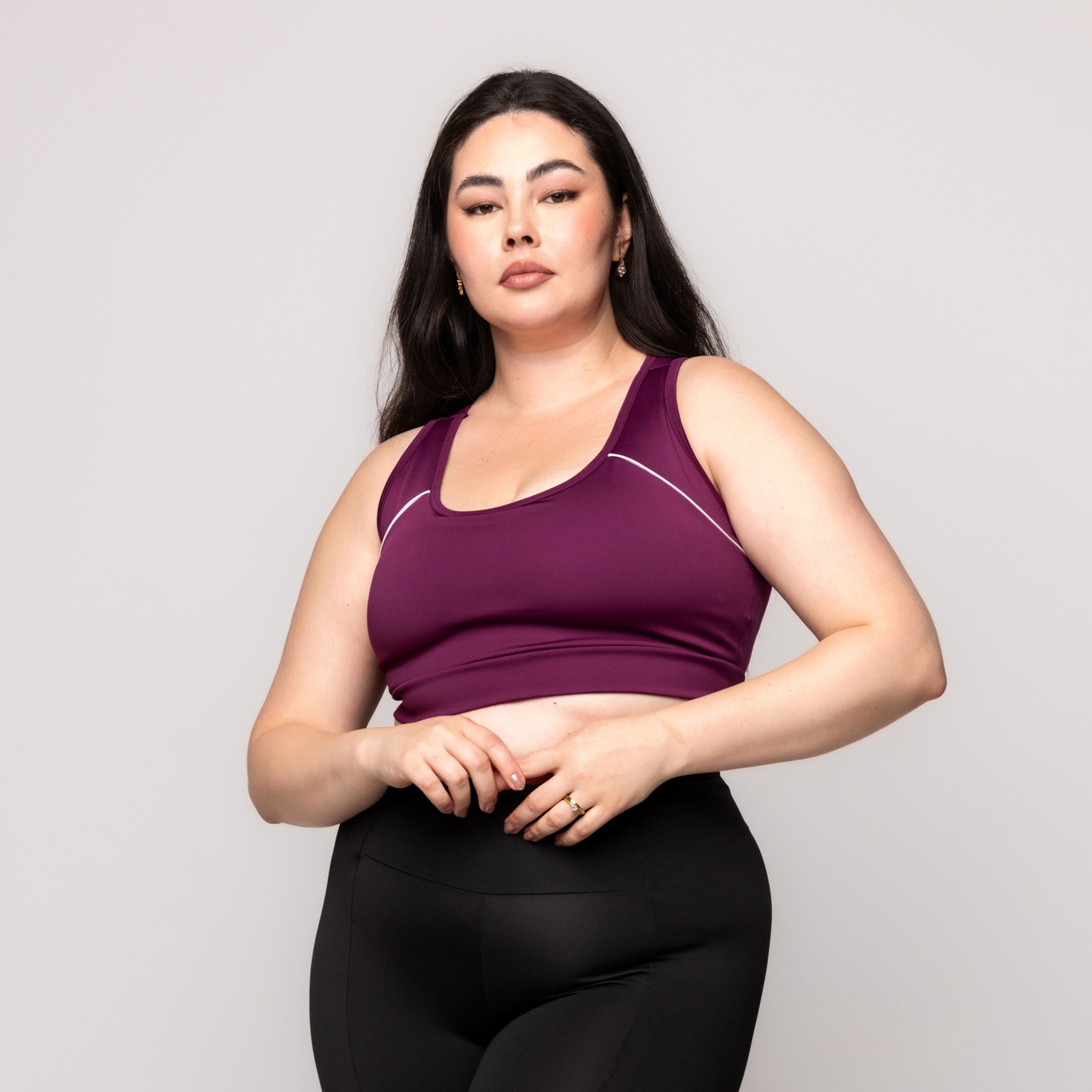 Top Feminino Fitness Vinho Plus size com bojo