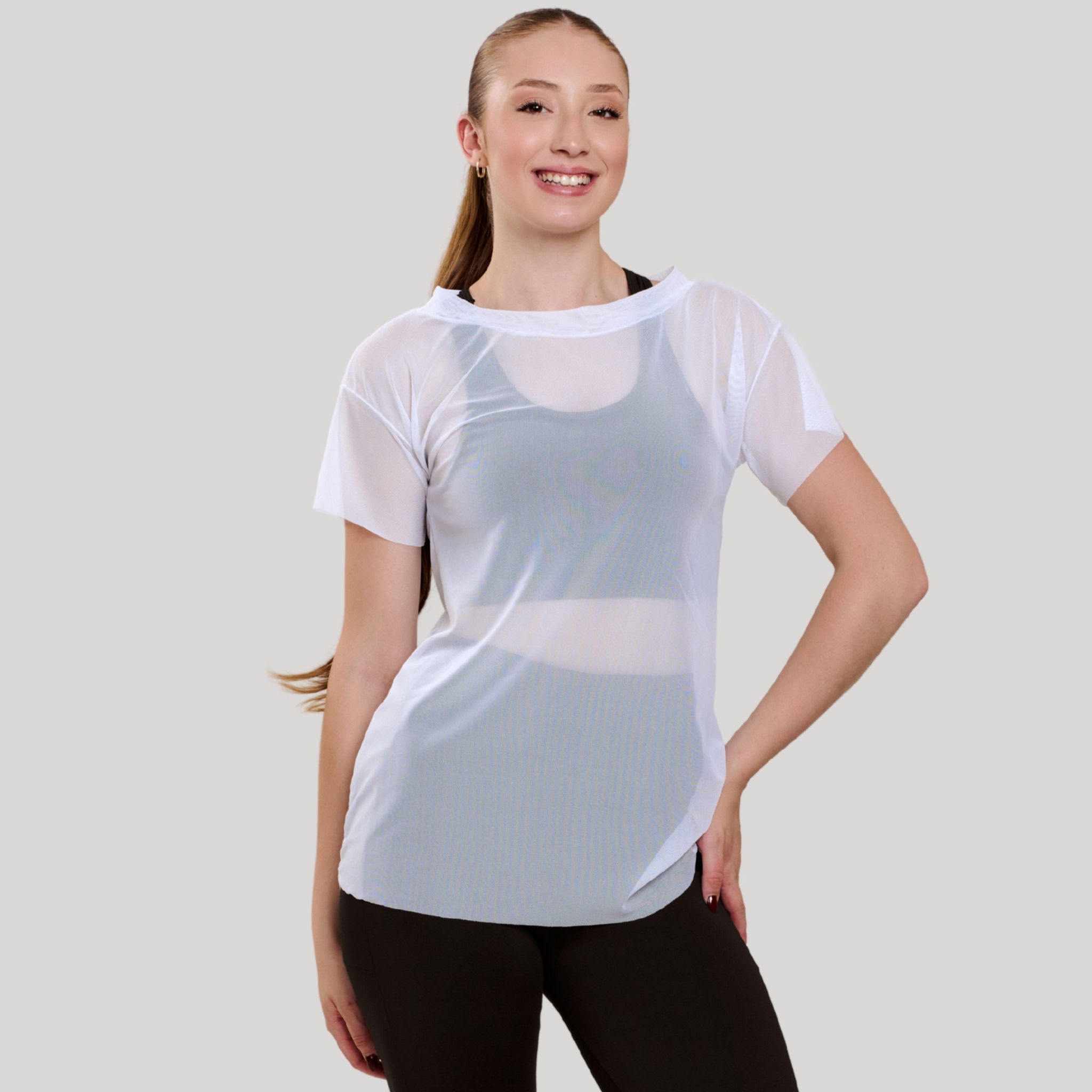 Blusa de tule 10736 - Branco G Blusa de tule 10736 - Branco G