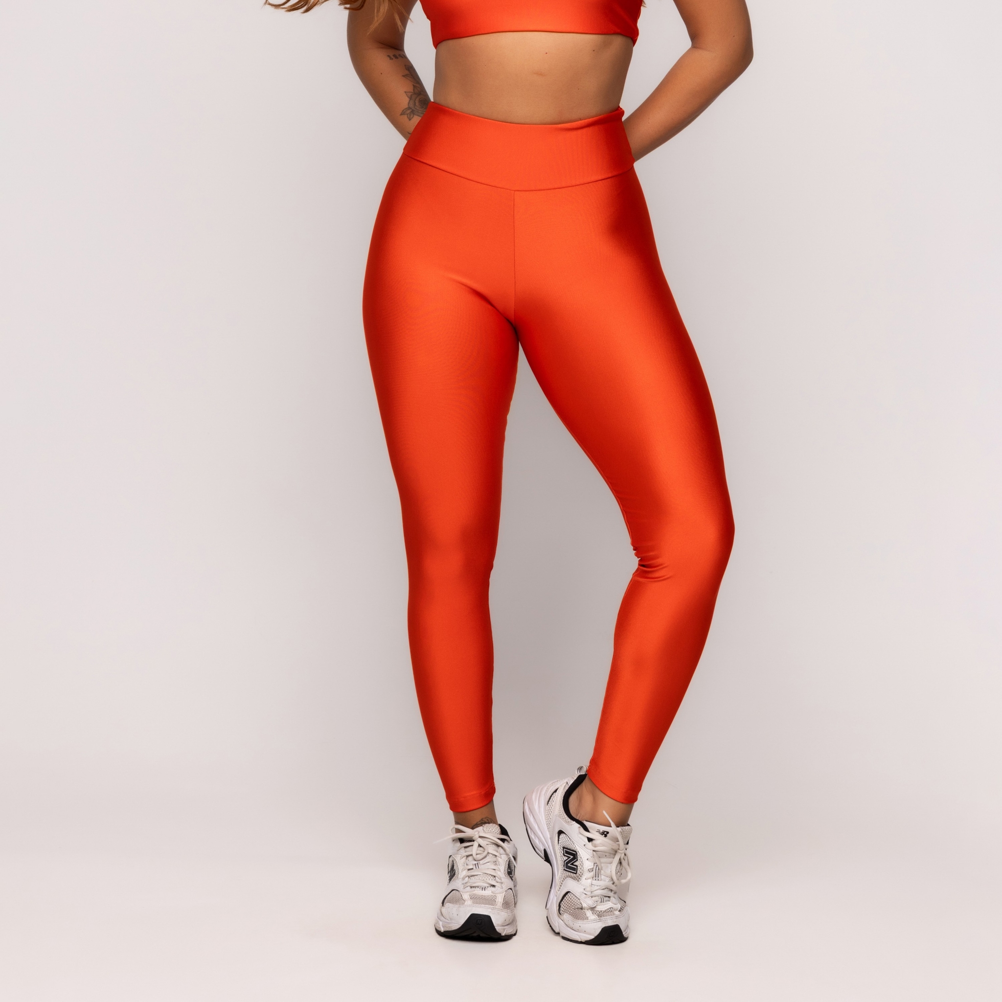Calça Legging Fitness Brilhosa - Laranja G Calça Legging Fitness Brilhosa - Laranja G