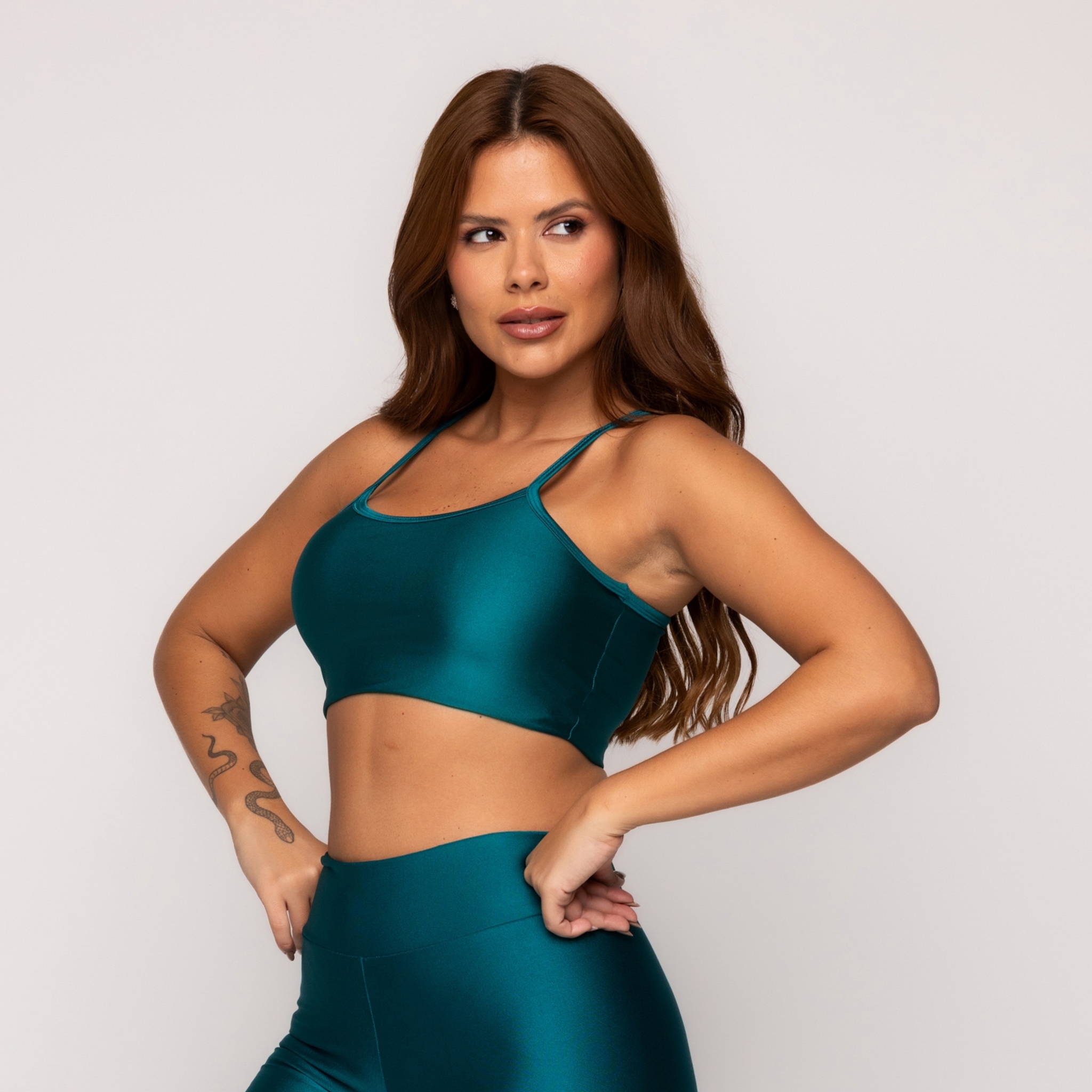 Top Fitness Com Bojo Brilhoso - Azul G Top Fitness Com Bojo Brilhoso - Azul G