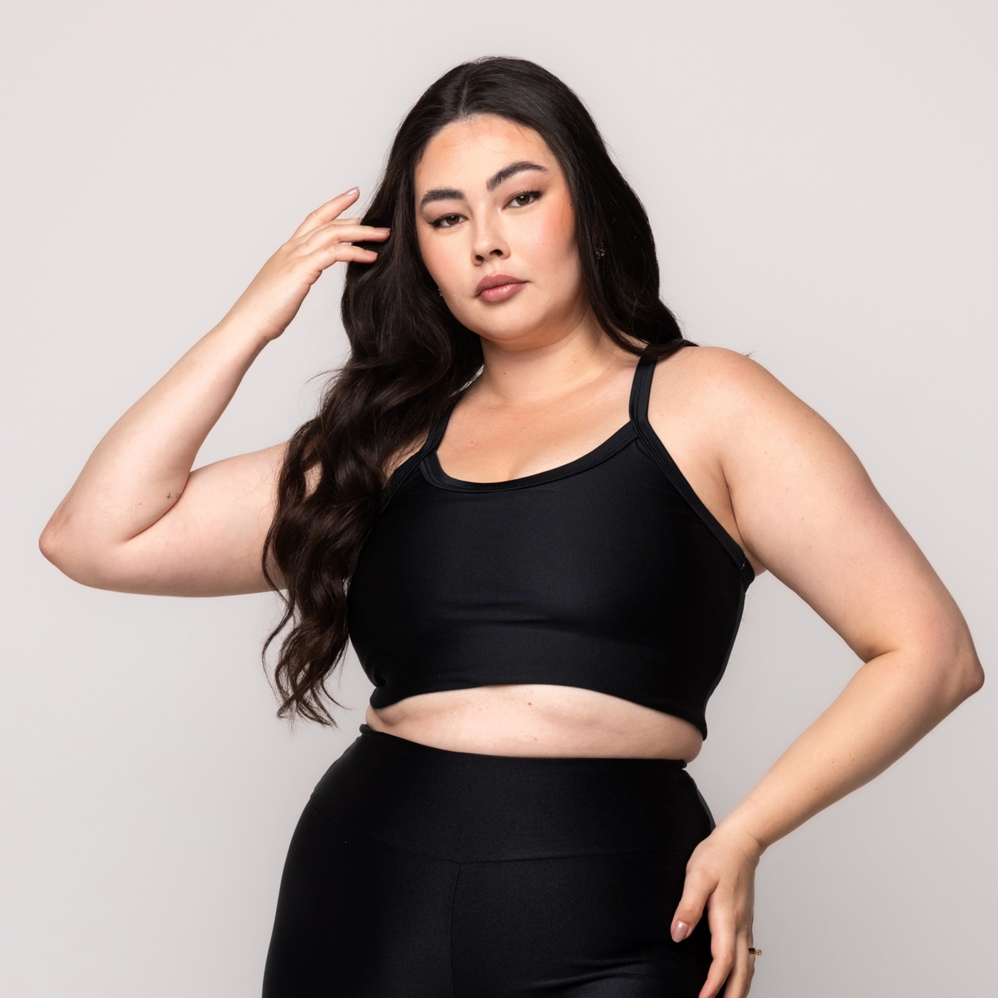 Top Brilhoso Feminino Fitness Plus size - Preto GG-52 Top Brilhoso Feminino Fitness Plus size - Preto GG-52