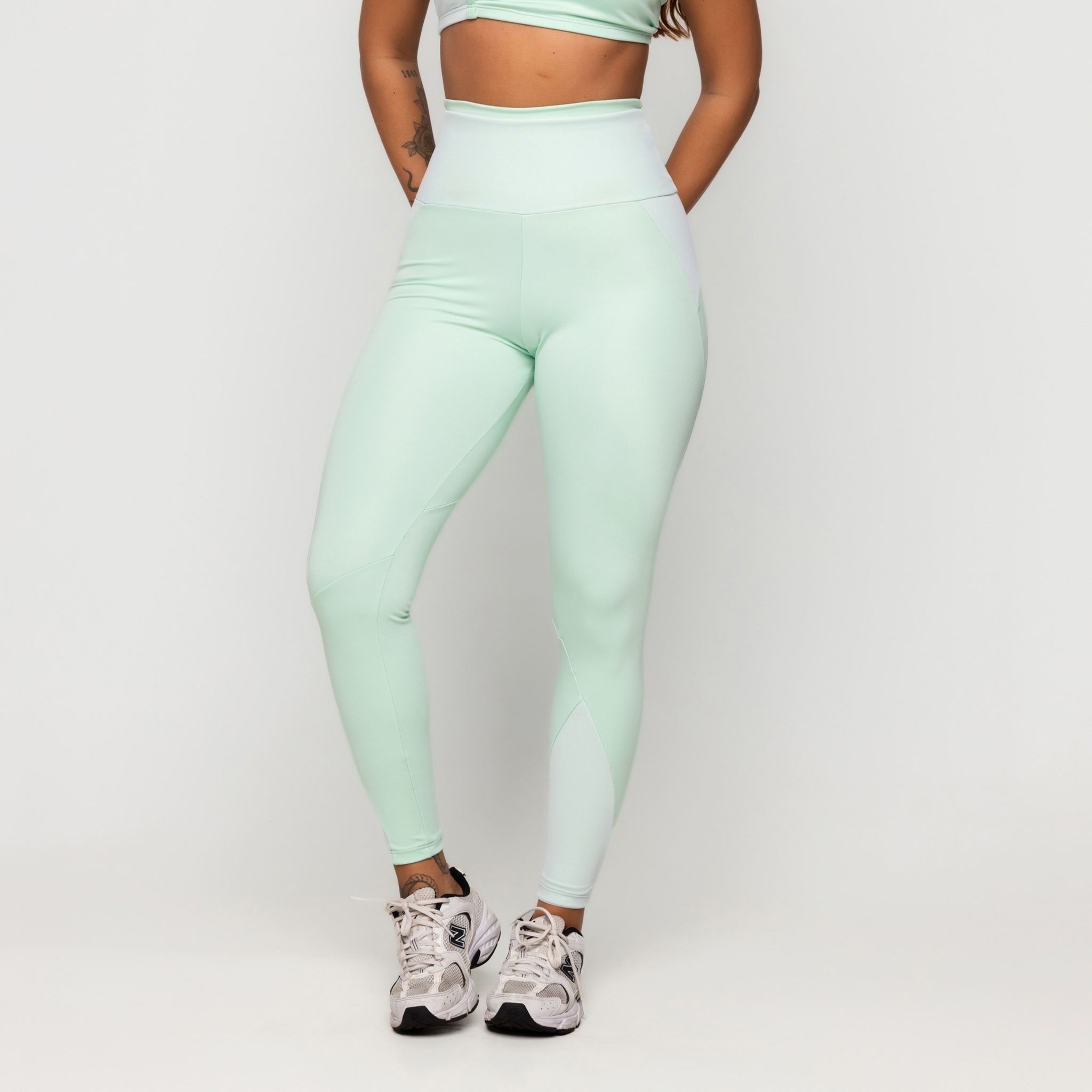 Calça Legging Detalhe em Tule Verde - Verde G Calça Legging Detalhe em Tule Verde - Verde G