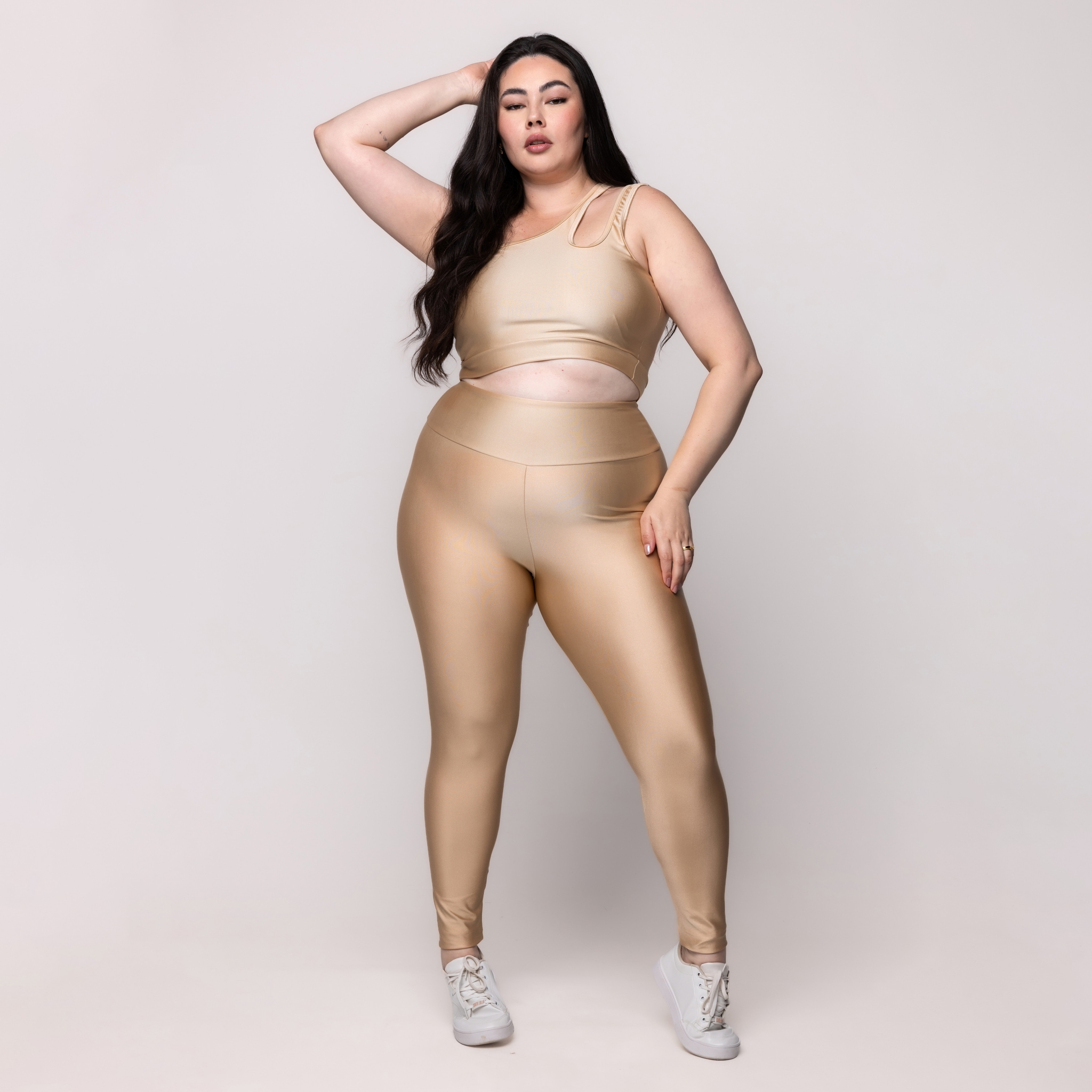 Calça Legging Brilhosa Plus Size