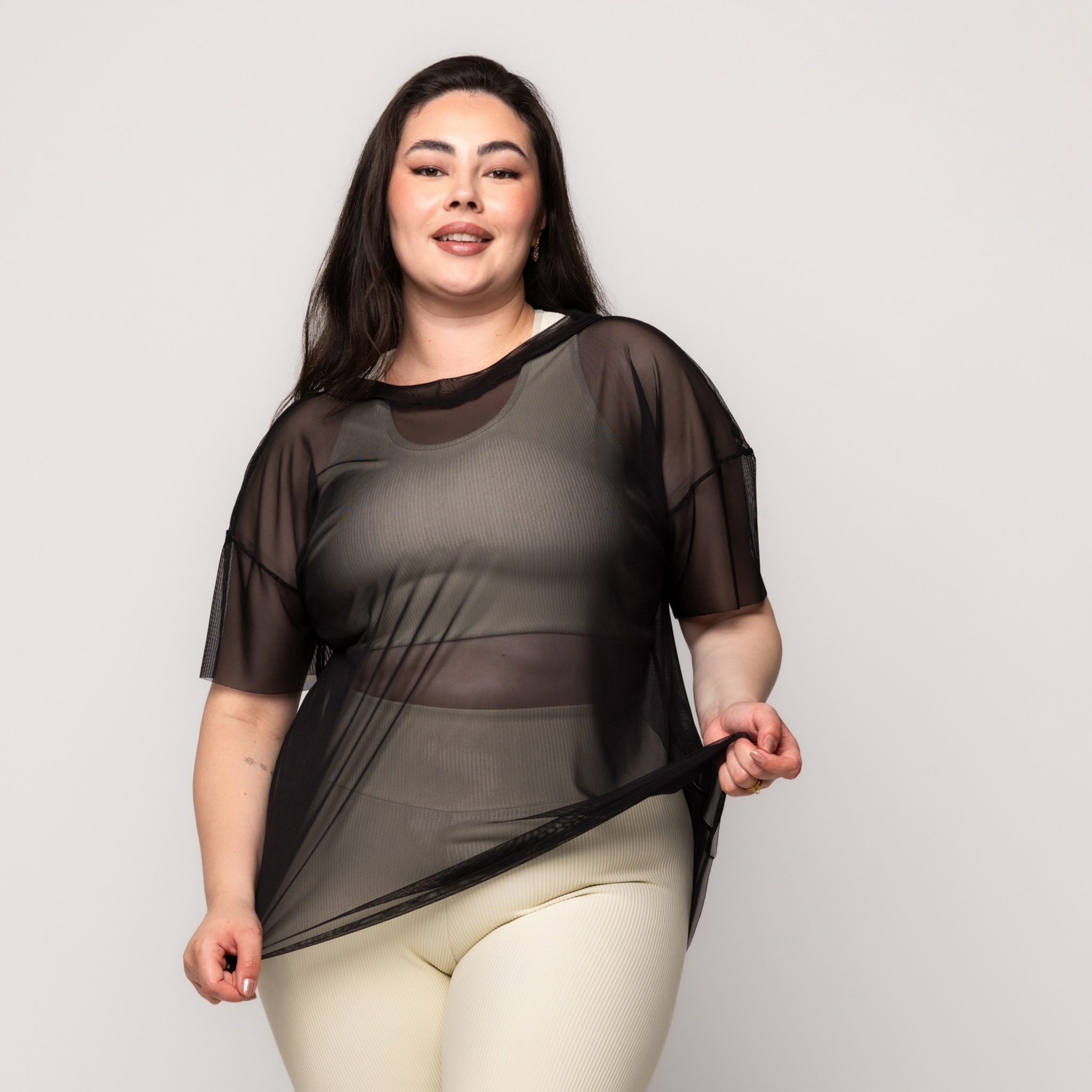 Blusa de tule Plus Size