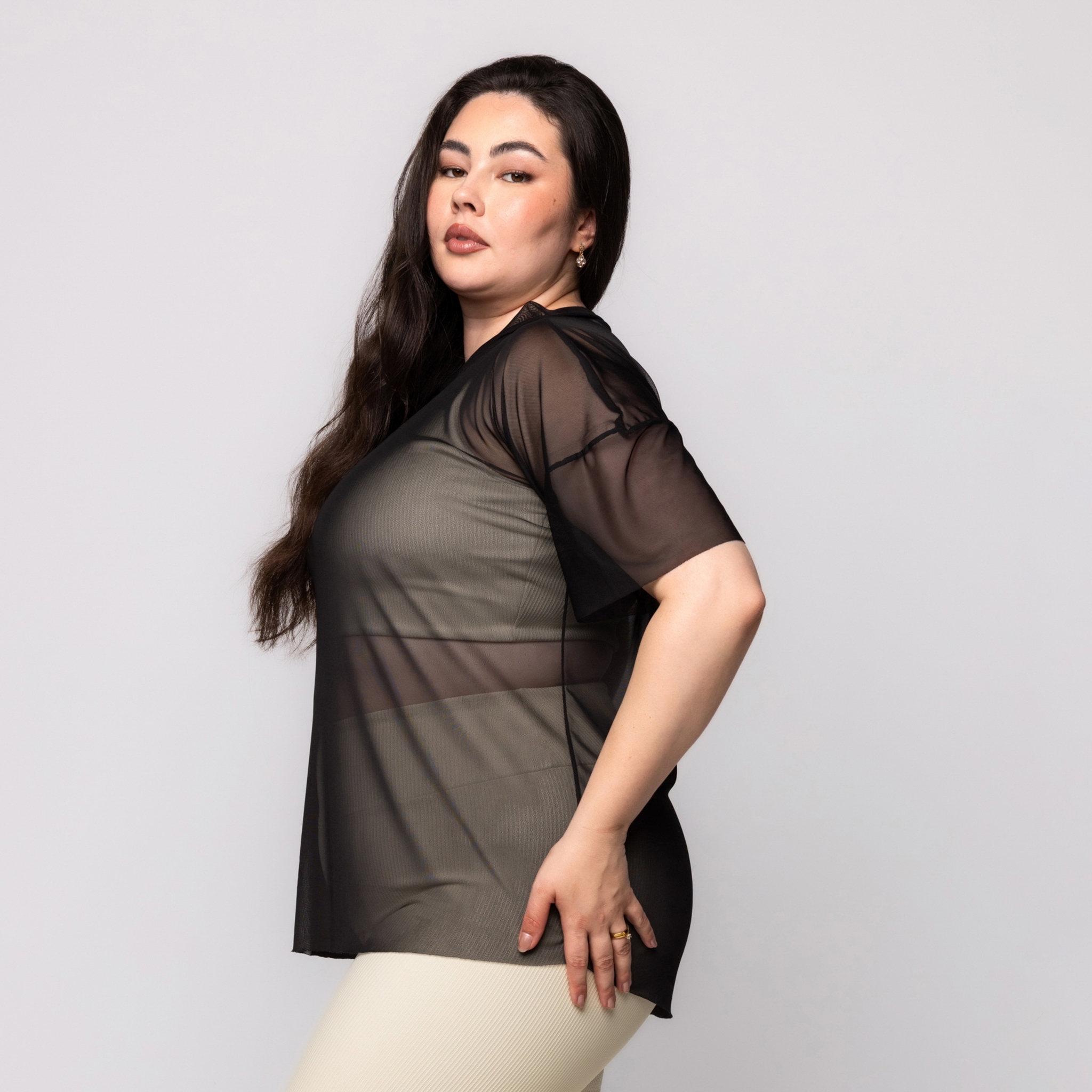 Blusa de tule Plus Size