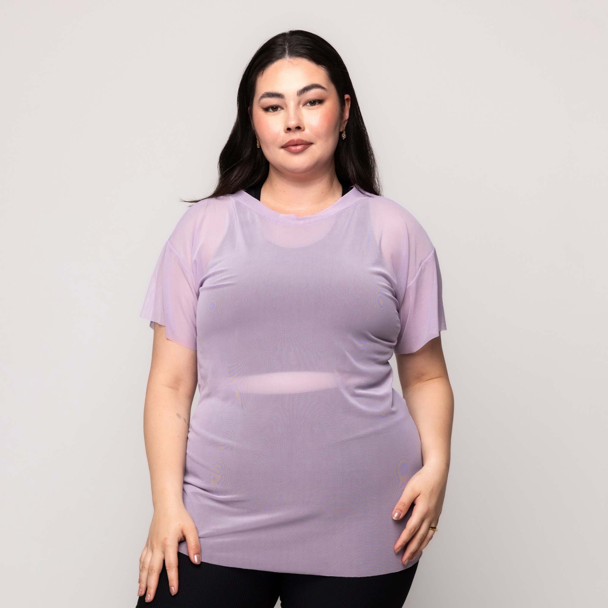 Blusa de tule Plus Size - Lilás 46 Blusa de tule Plus Size - Lilás 46