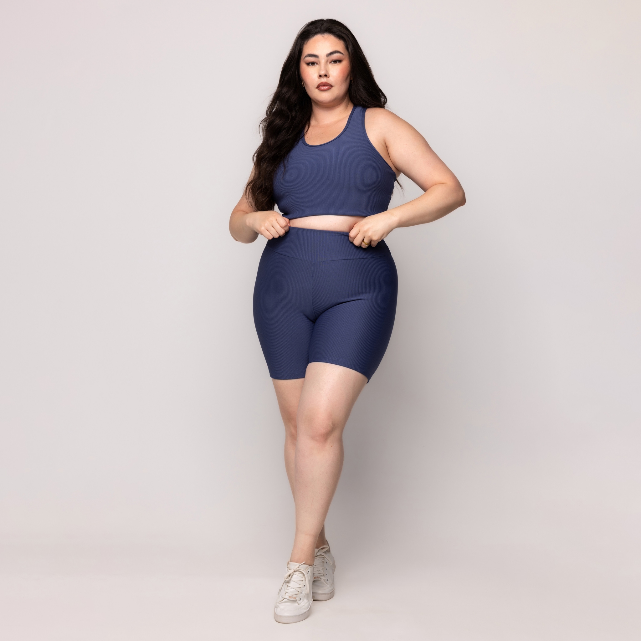 Bermuda Canelada Fitness Plus Size zero transparência