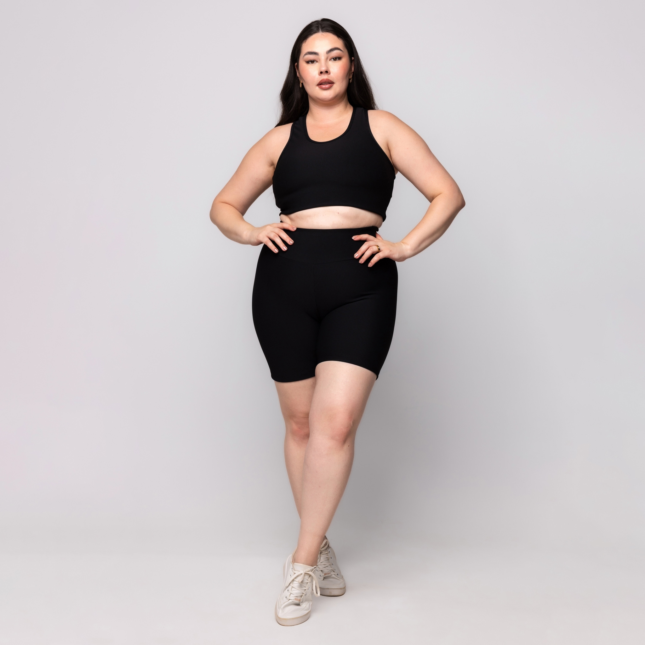 Bermuda Canelada Fitness Plus Size zero transparência