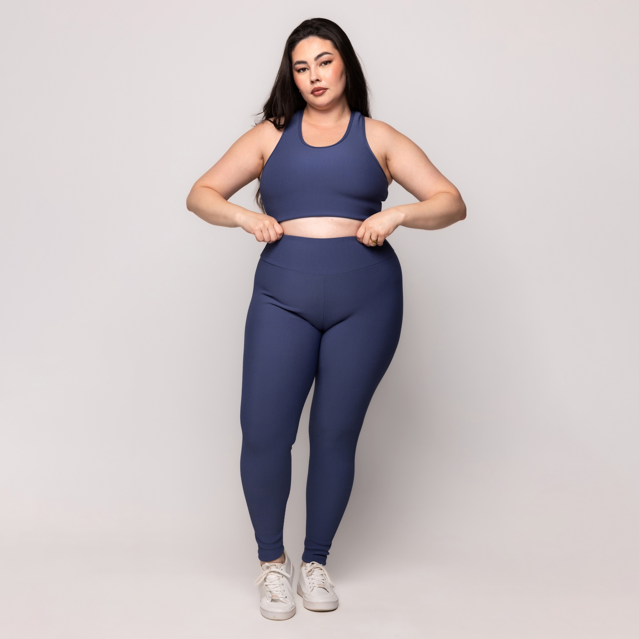 Calça Legging Canelado Fitness Plus Size zero transparência
