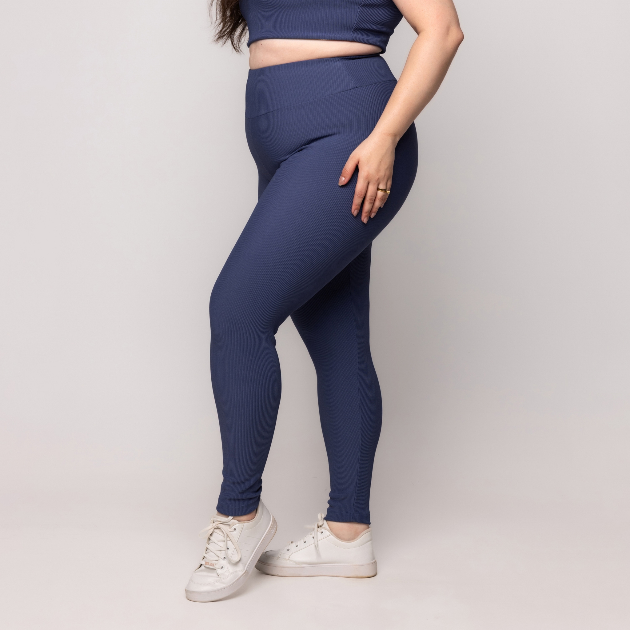 Calça Legging Canelado Fitness Plus Size zero transparência