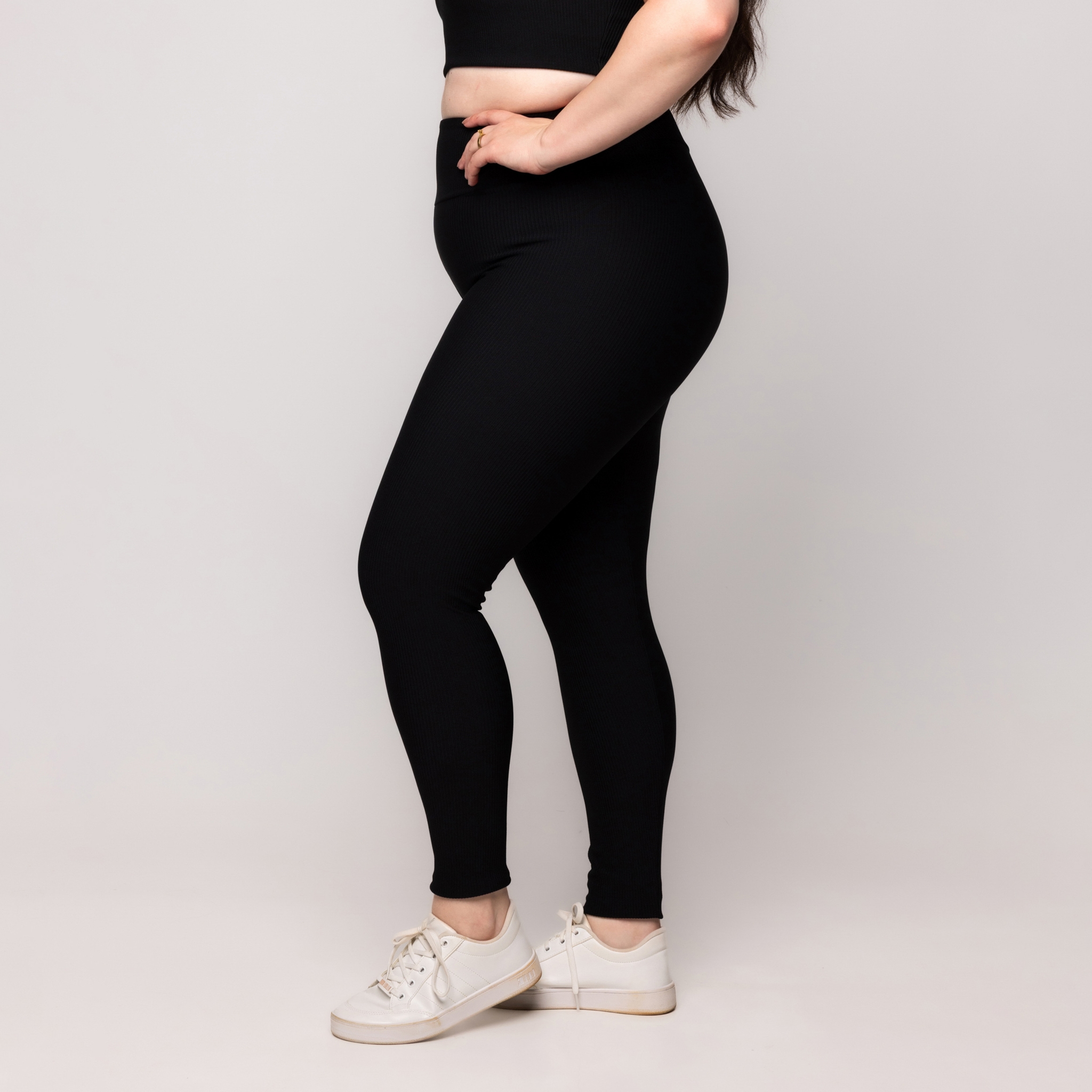 Calça Legging Canelado Fitness Plus Size zero transparência