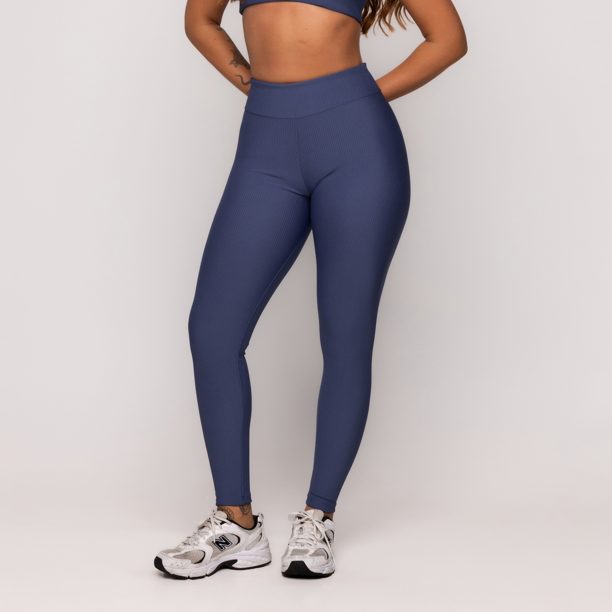 Calça Legging Fitness Canelada - Azul G Calça Legging Fitness Canelada - Azul G