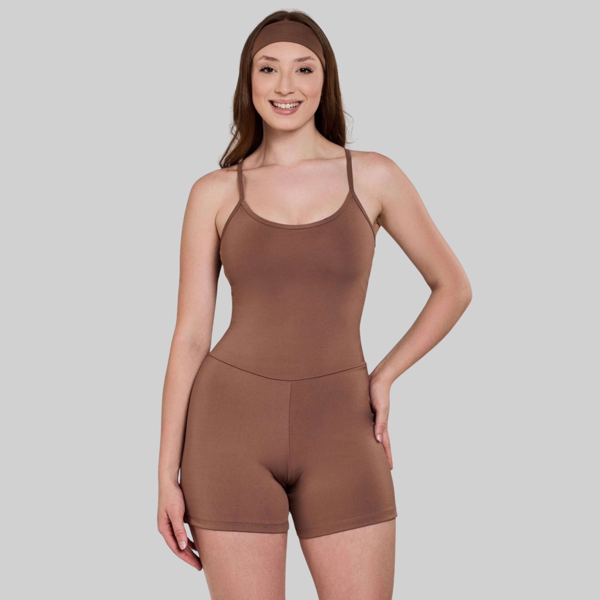 Macaquinho Fitness Feminino - Marrom G Macaquinho Fitness Feminino - Marrom G