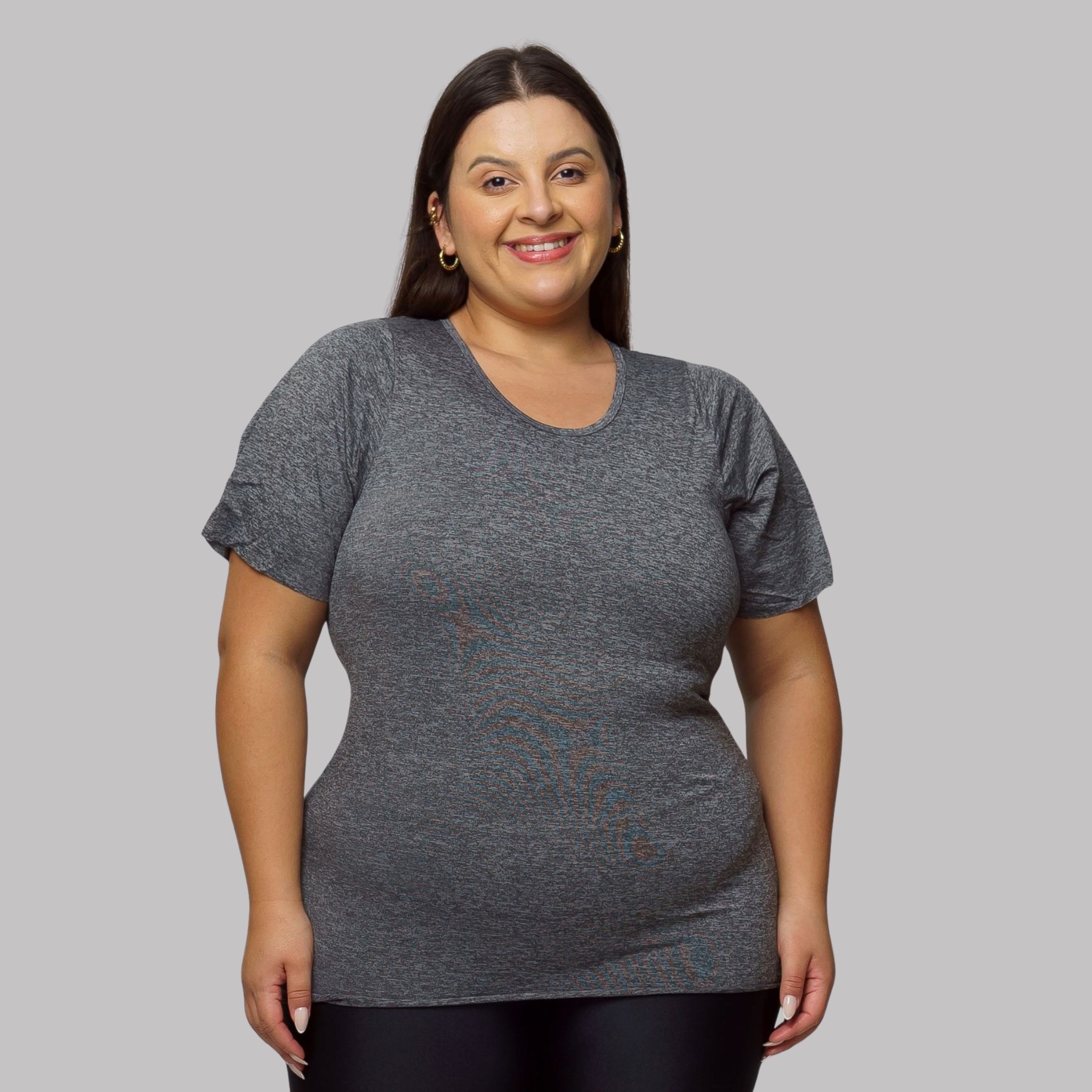 Blusa Detalhe em Tule Plus Size