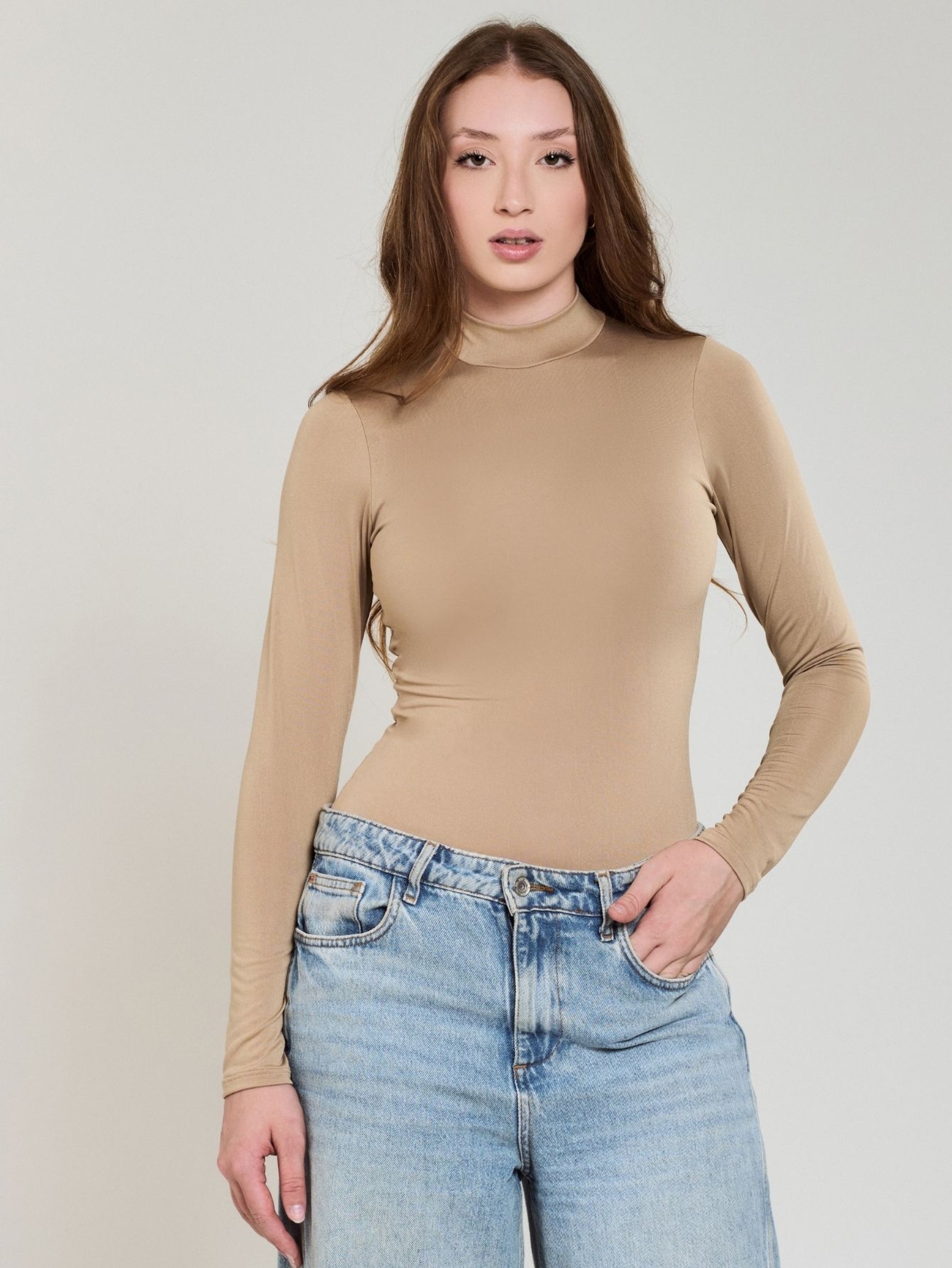 Body De Manga Longa Feminino - Bege G Body De Manga Longa Feminino - Bege G