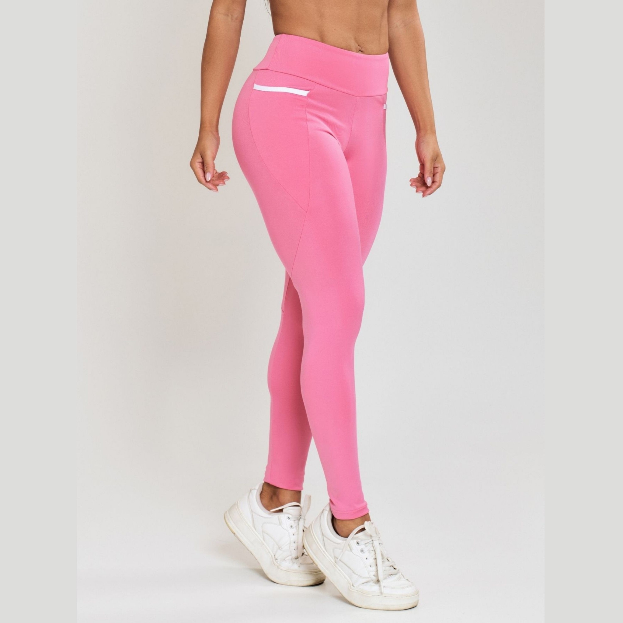 Calça Legging com Bolso Fitness Feminina Zero Transparência - Rosa G Calça Legging com Bolso Fitness Feminina Zero Transparência - Rosa G