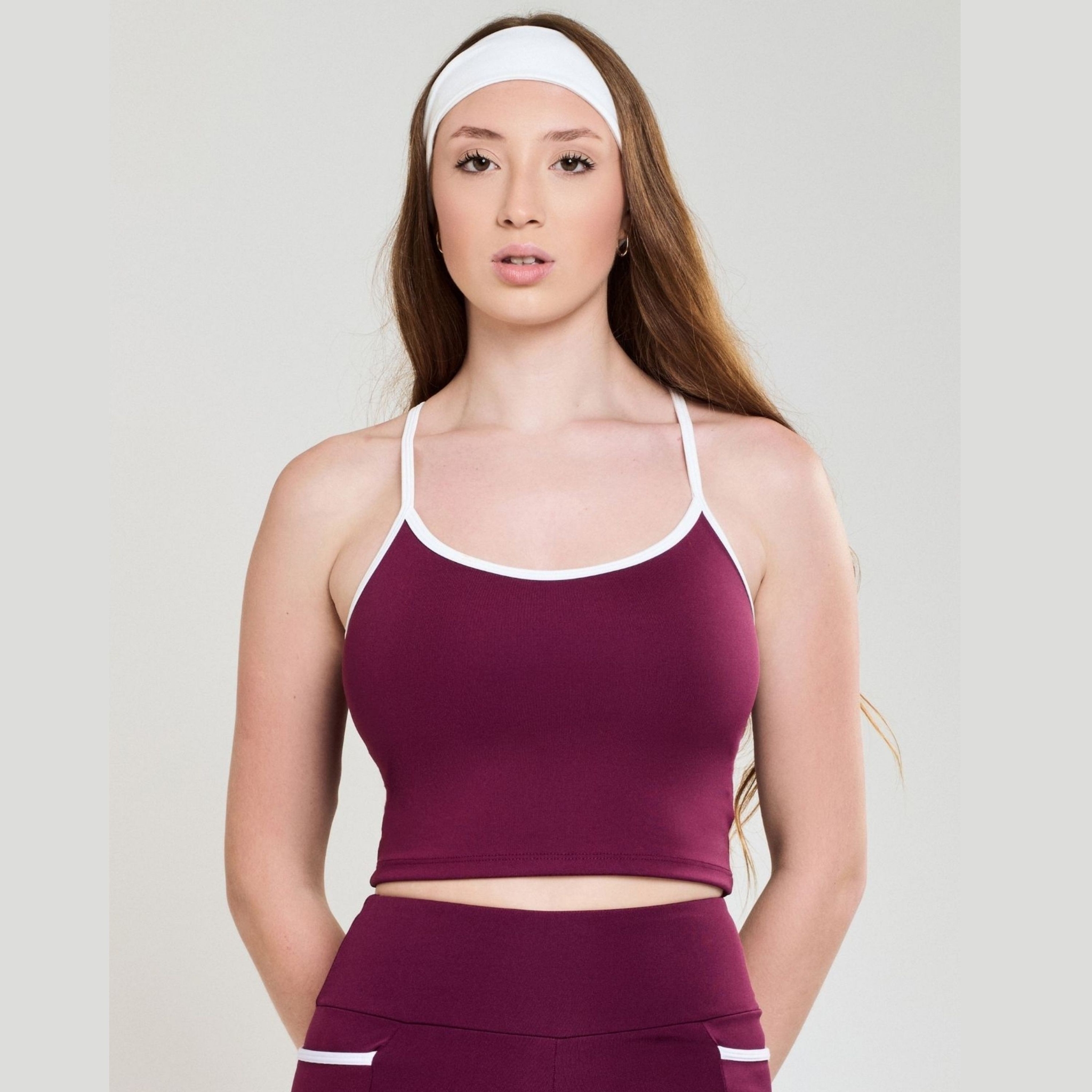 Cropped Top Fitness Feminino - Vinho G Cropped Top Fitness Feminino - Vinho G