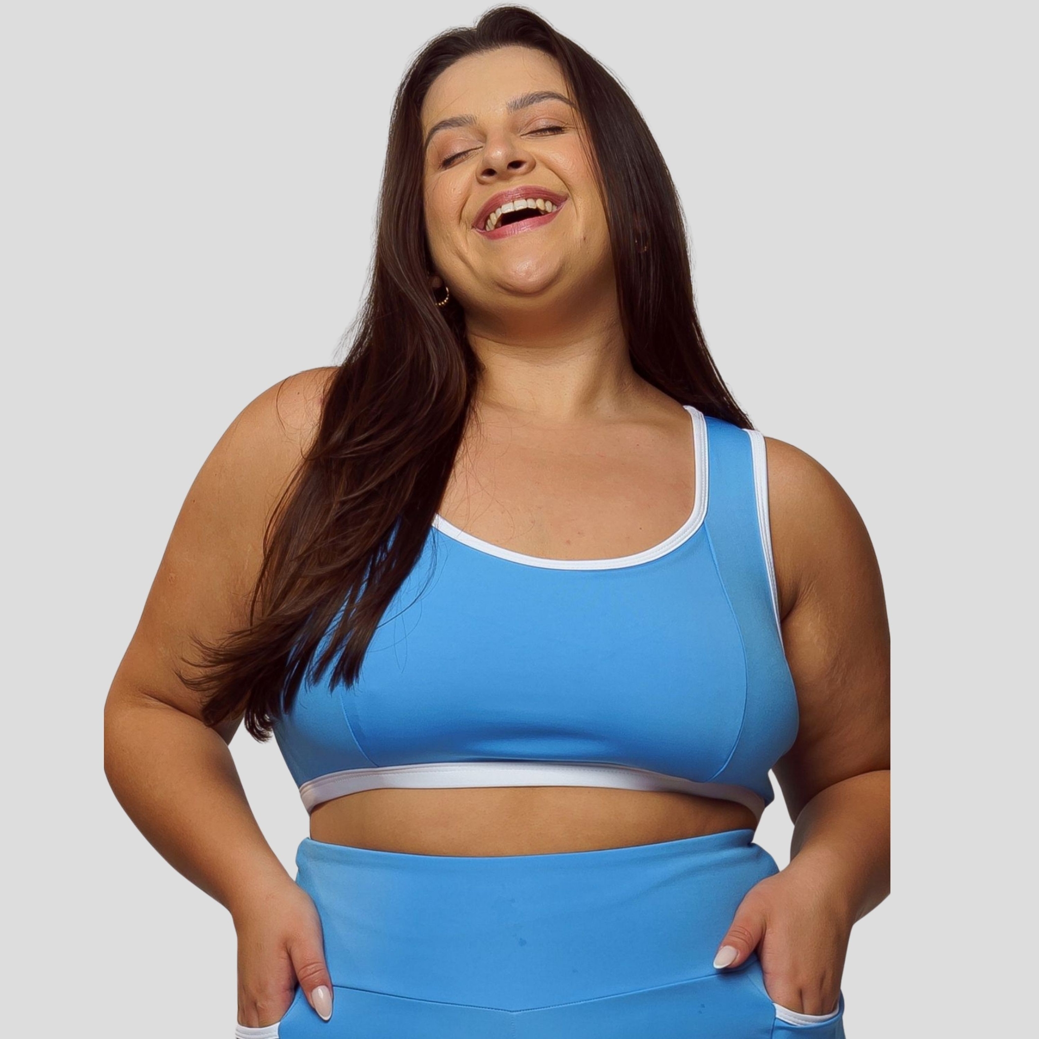 Top Fitness Plus Size Feminino - Azul 46 Top Fitness Plus Size Feminino - Azul 46
