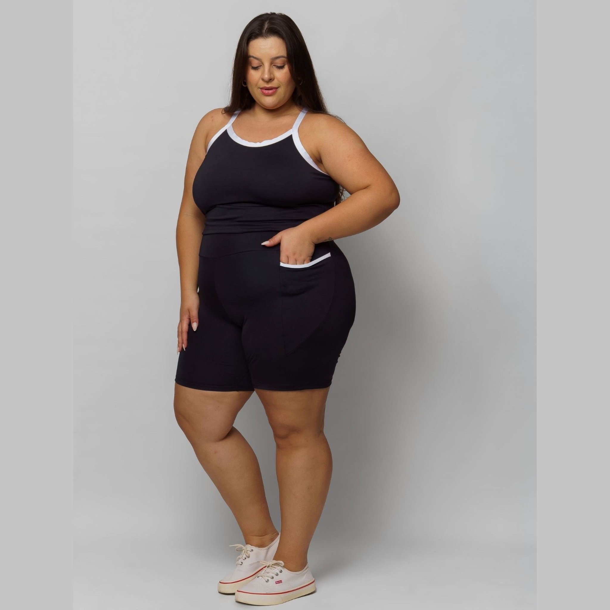 Bermuda com Bolso Plus Size Feminina Zero Transparência