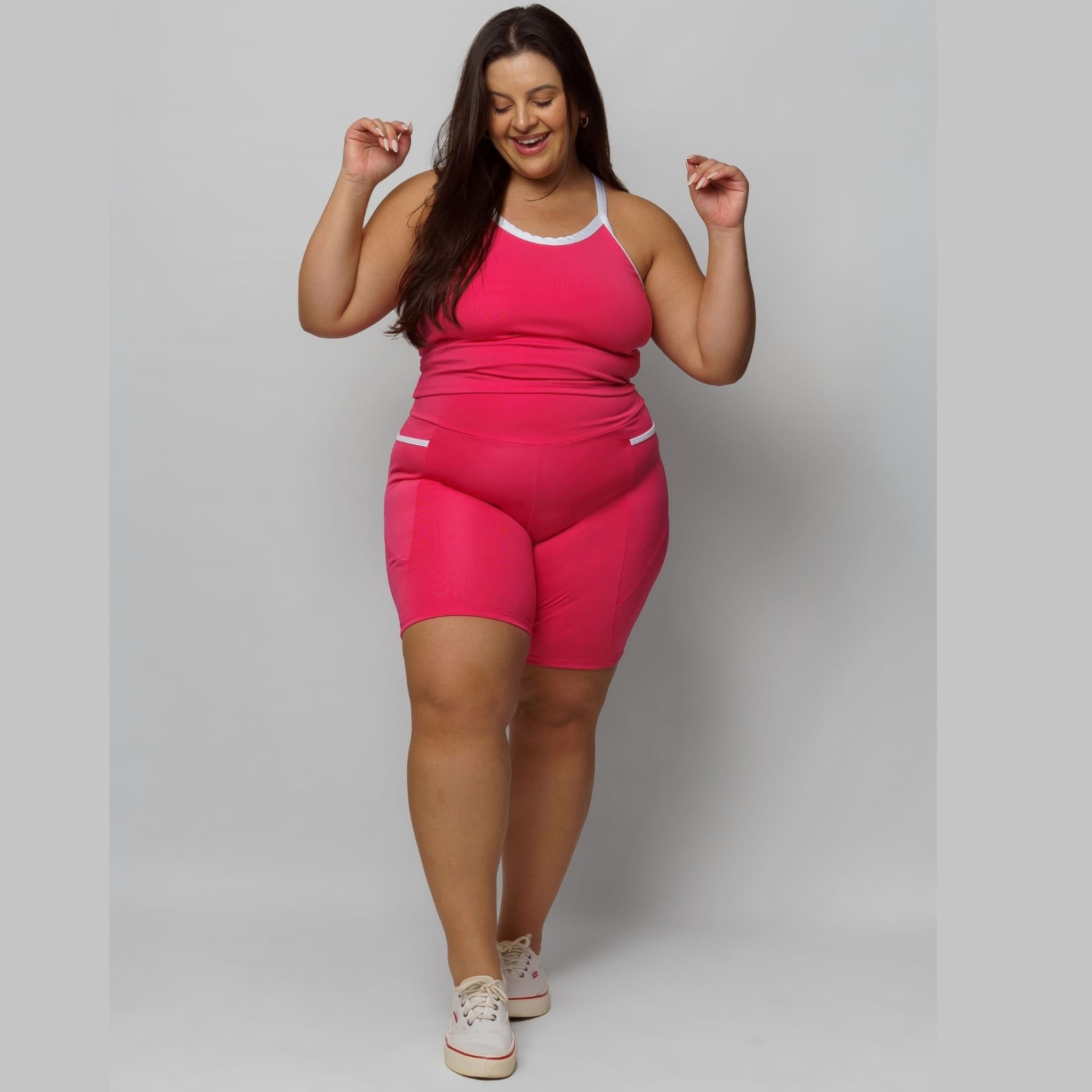 Bermuda com Bolso Plus Size Feminina Zero Transparência