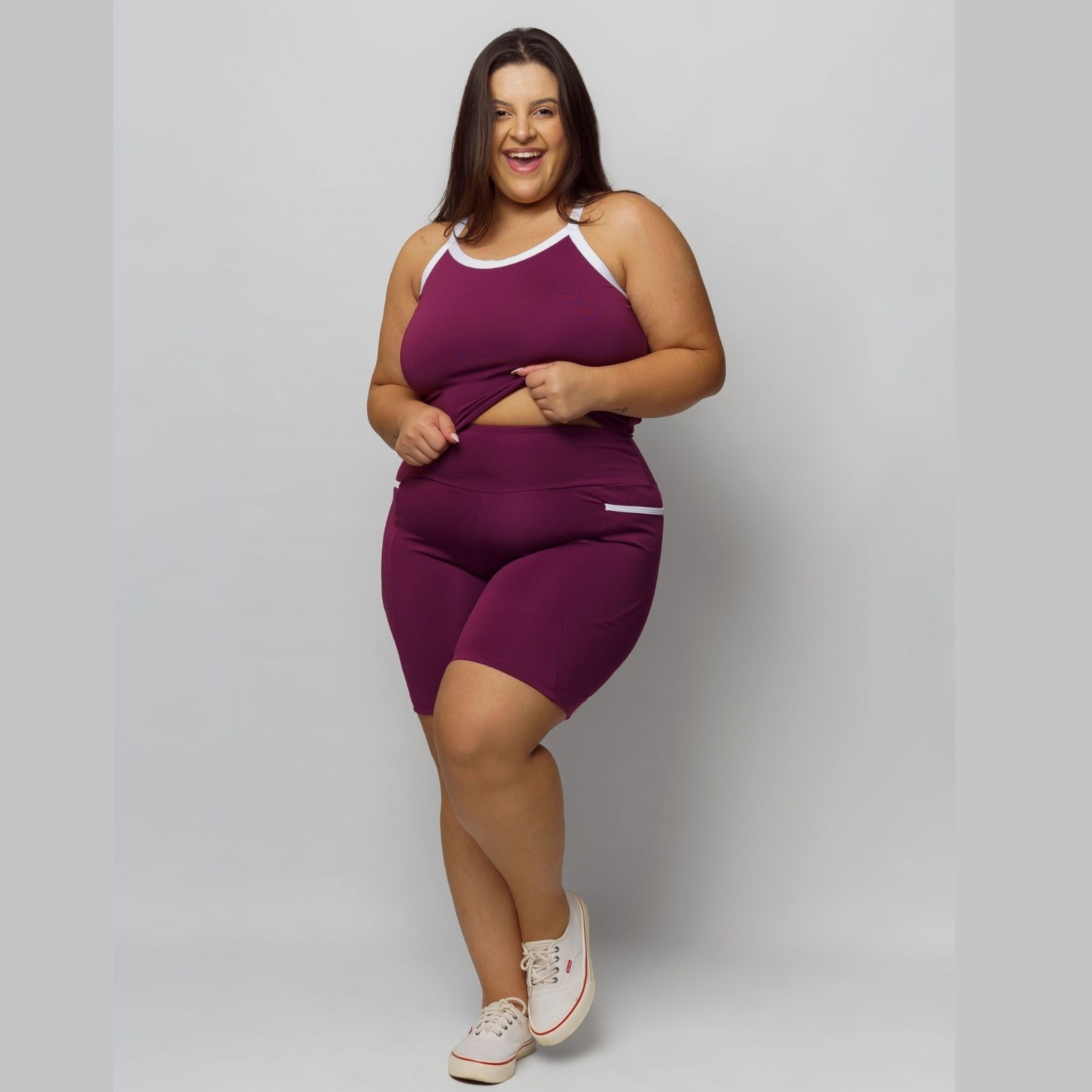 Bermuda com Bolso Plus Size Feminina Zero Transparência