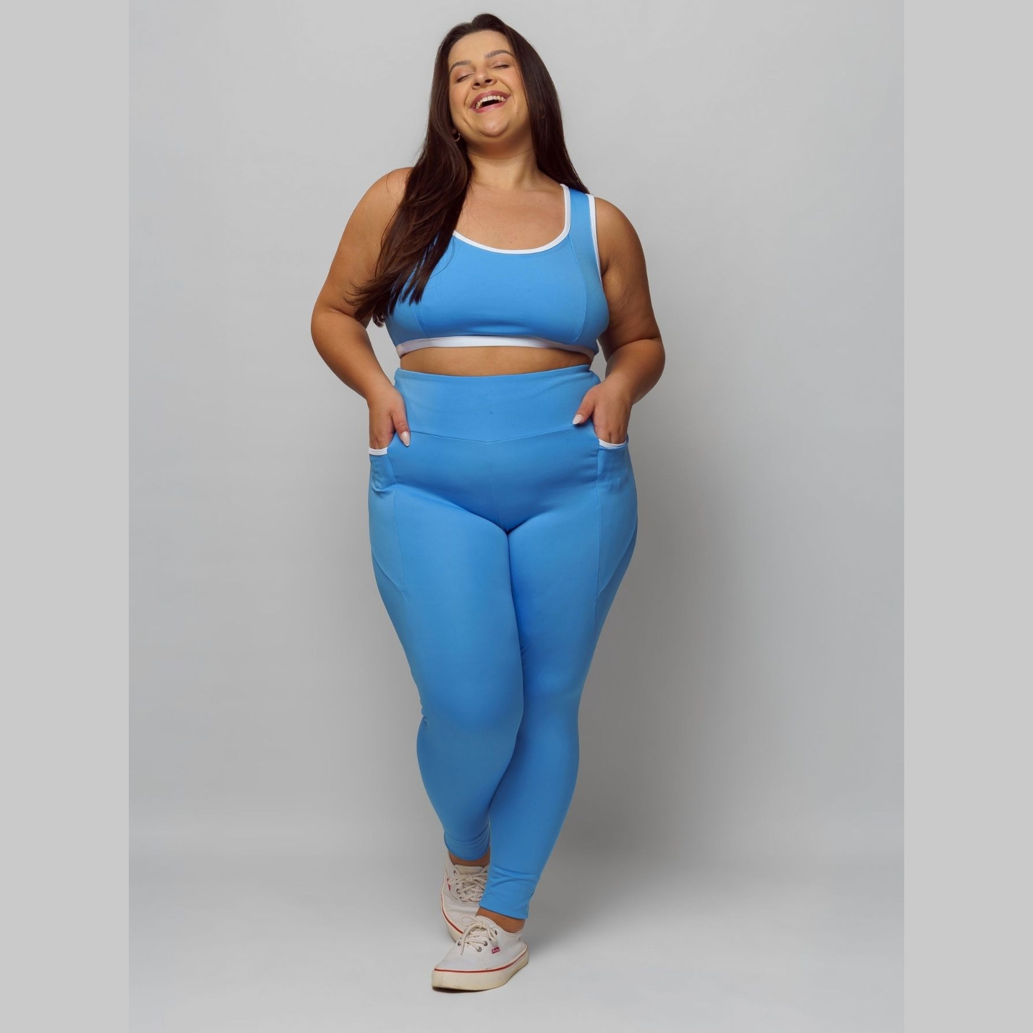 Calça Legging com Bolso Plus Size Feminina Zero Transparência