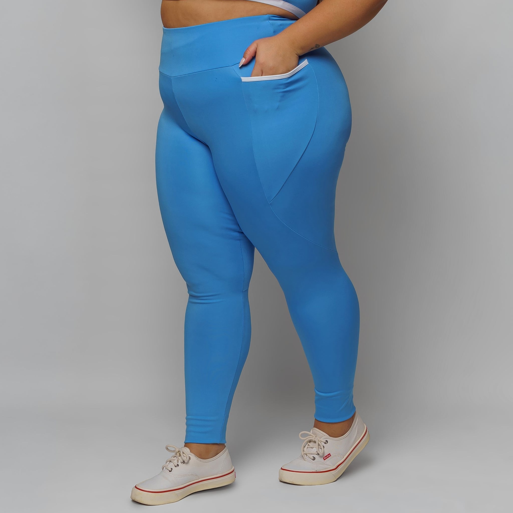 Calça Legging com Bolso Plus Size Feminina Zero Transparência