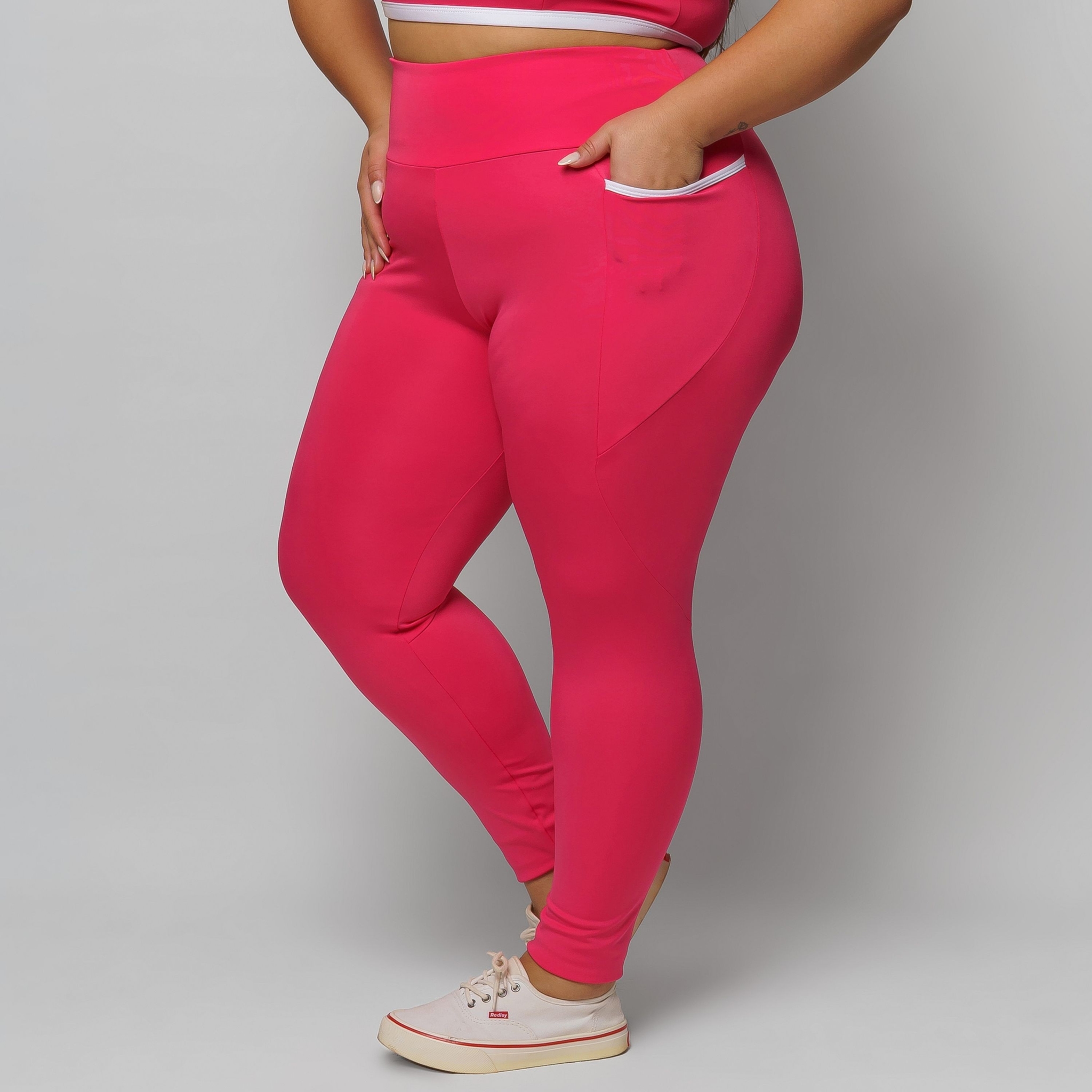 Calça Legging com Bolso Plus Size Feminina Zero Transparência