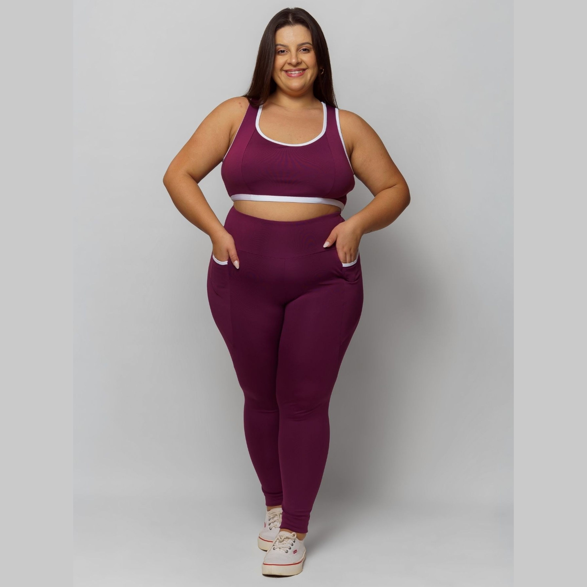 Calça Legging com Bolso Plus Size Feminina Zero Transparência
