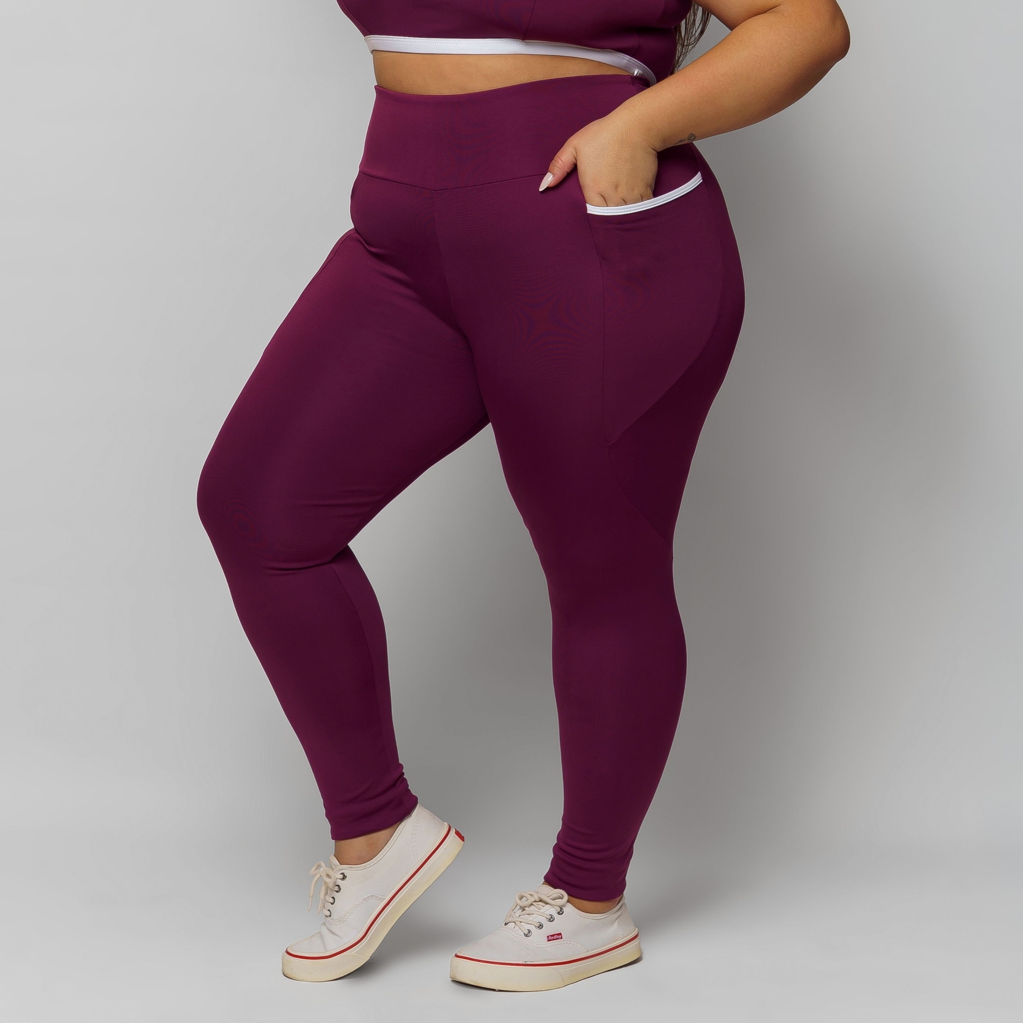 Calça Legging com Bolso Plus Size Feminina Zero Transparência