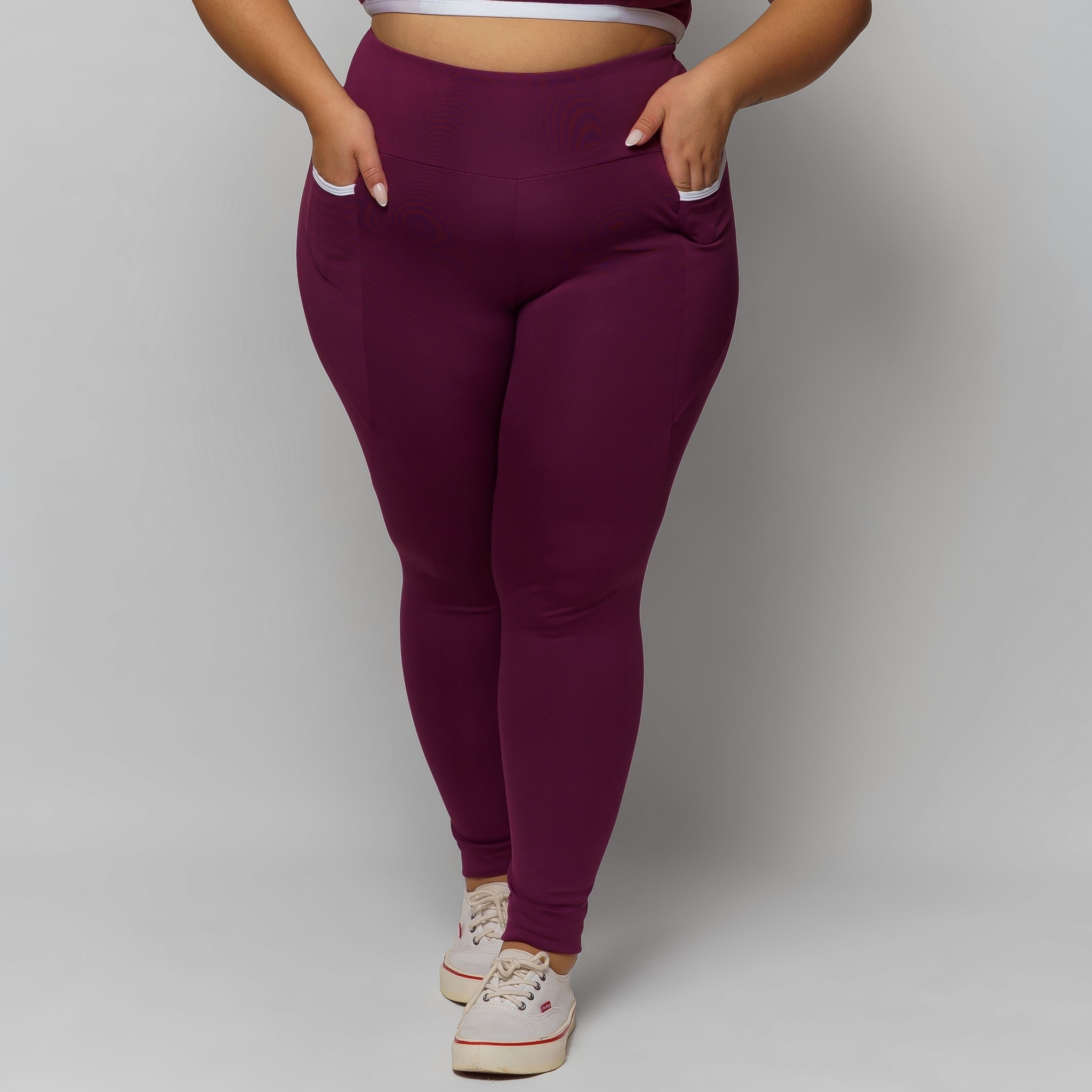 Calça Legging com Bolso Plus Size Feminina Zero Transparência