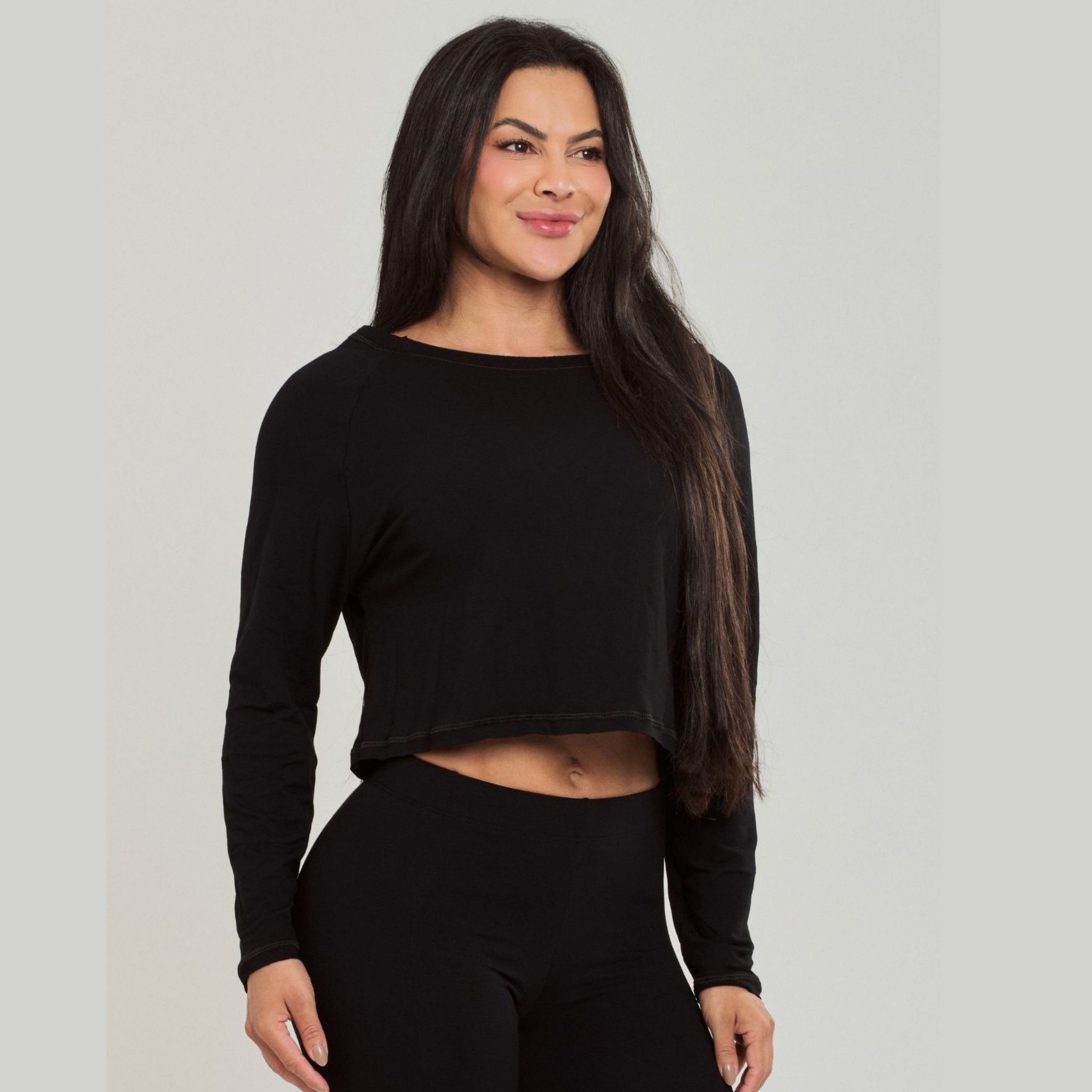 Blusa Manga Longa Feminina - Preto G Blusa Manga Longa Feminina - Preto G