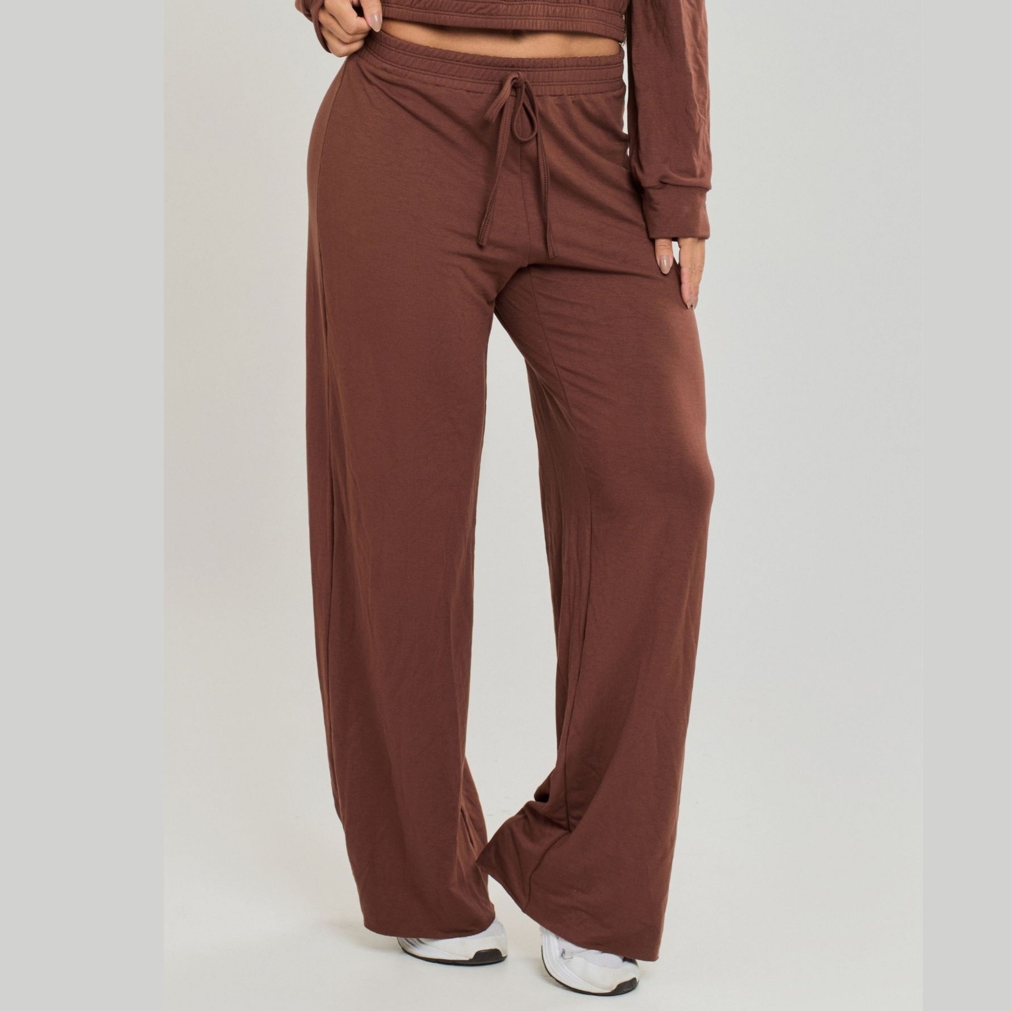 Calça Reta em Moletinho Feminina - Marrom G Calça Reta em Moletinho Feminina - Marrom G