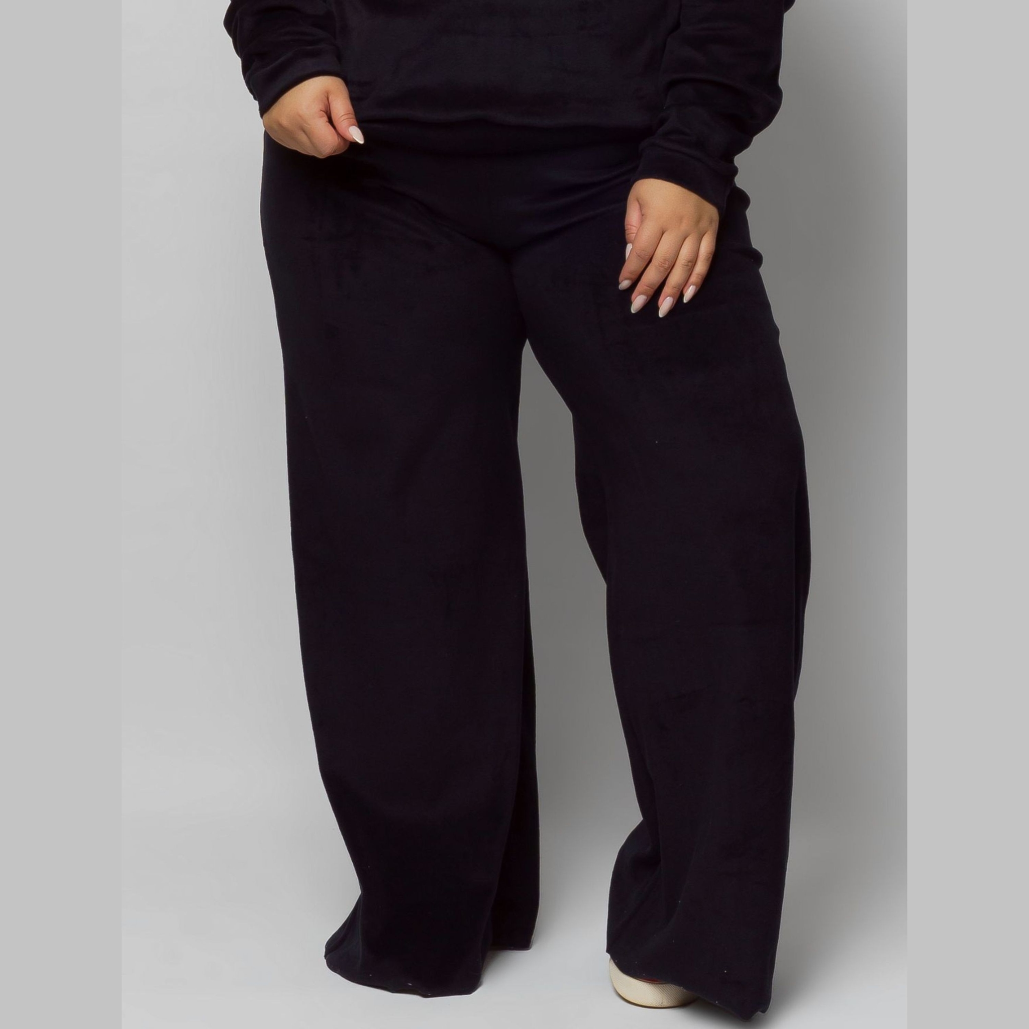 Calça Pantalona Térmica De Plush Inverno Plus Size Feminina - Preto 46 Calça Pantalona Térmica De Plush Inverno Plus Size Feminina - Preto 46