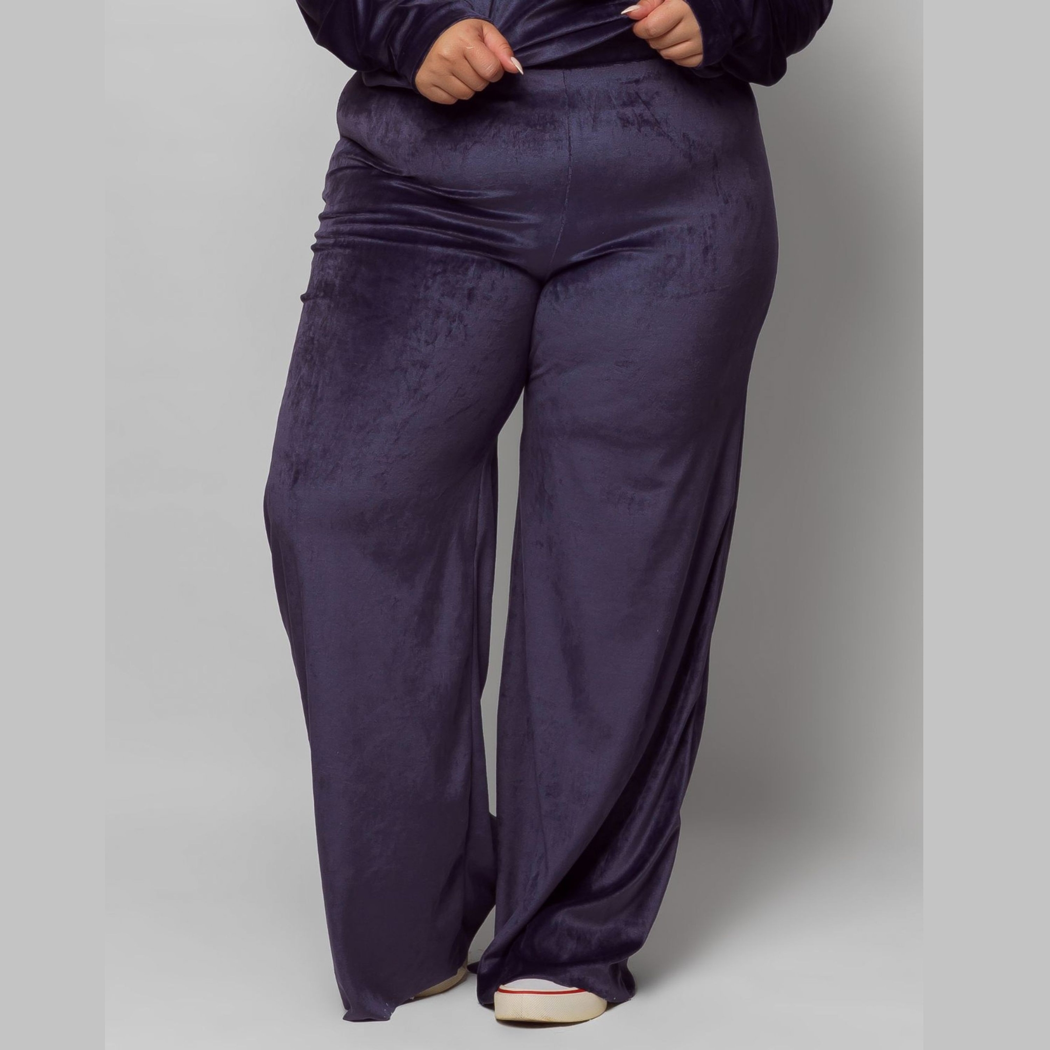 Calça Pantalona Térmica De Plush Inverno Plus Size Feminina - Roxo 46 Calça Pantalona Térmica De Plush Inverno Plus Size Feminina - Roxo 46