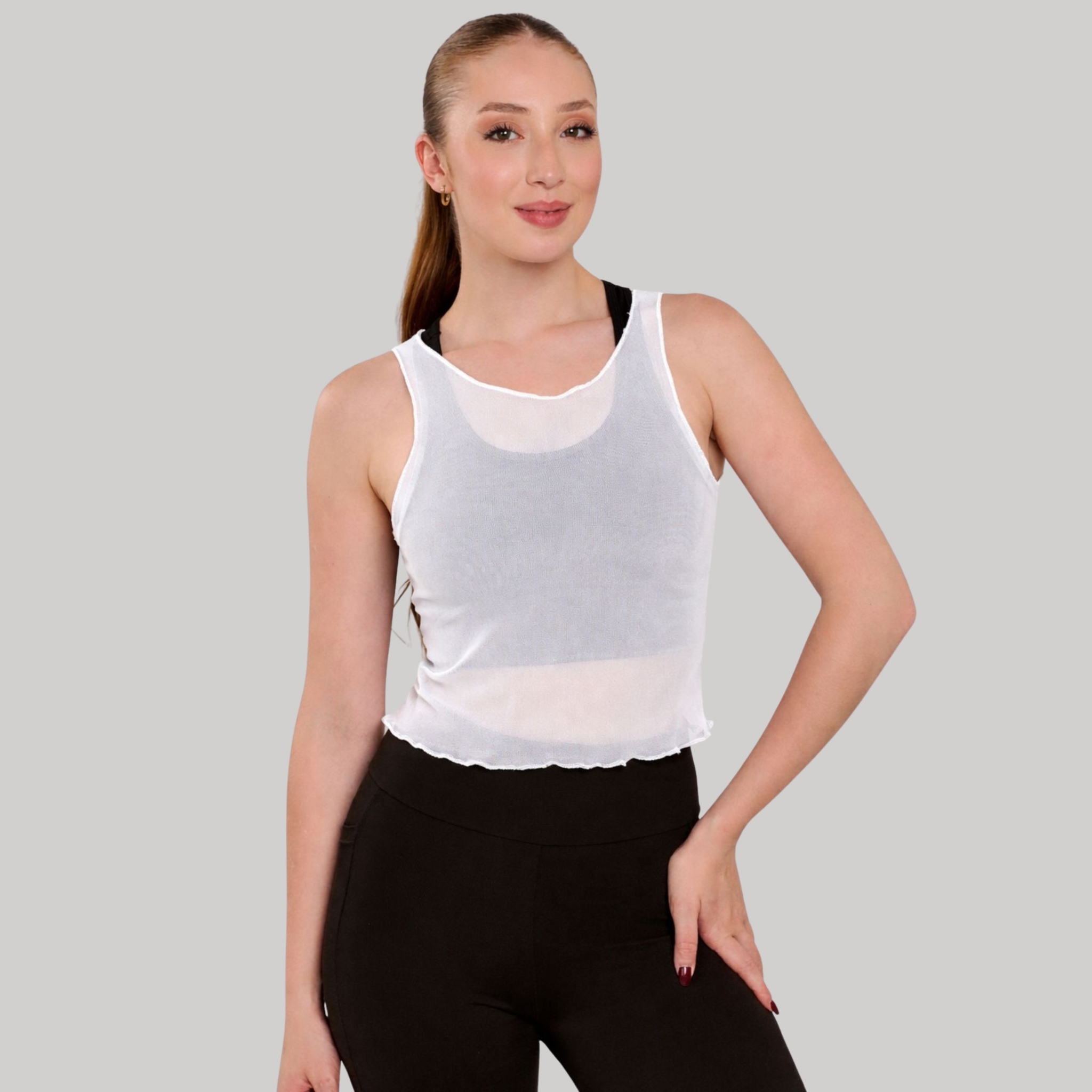 Regata de tule - Branco M Regata de tule - Branco M