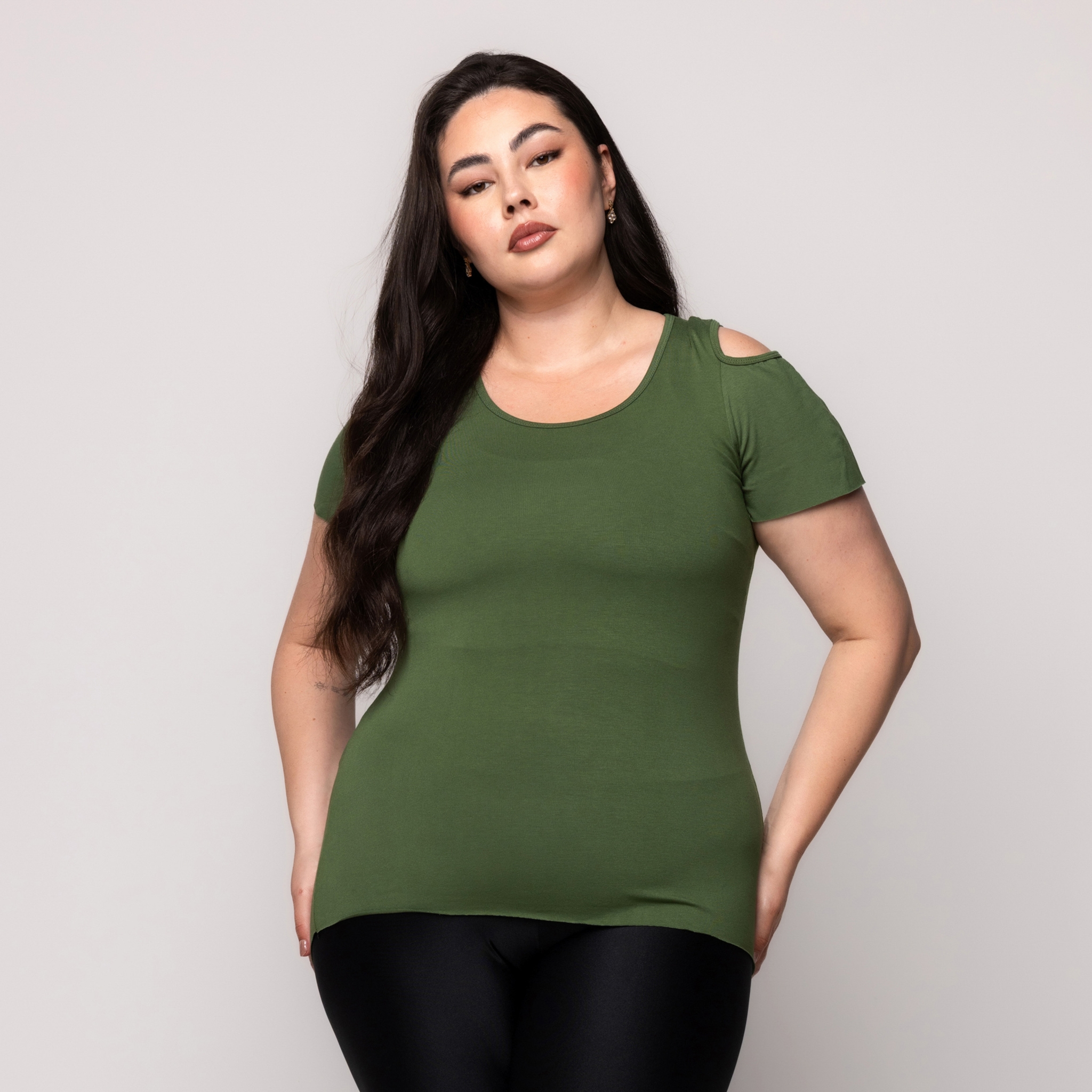 Blusa Tapa BumBum Plus Size - Verde 46 Blusa Tapa BumBum Plus Size - Verde 46