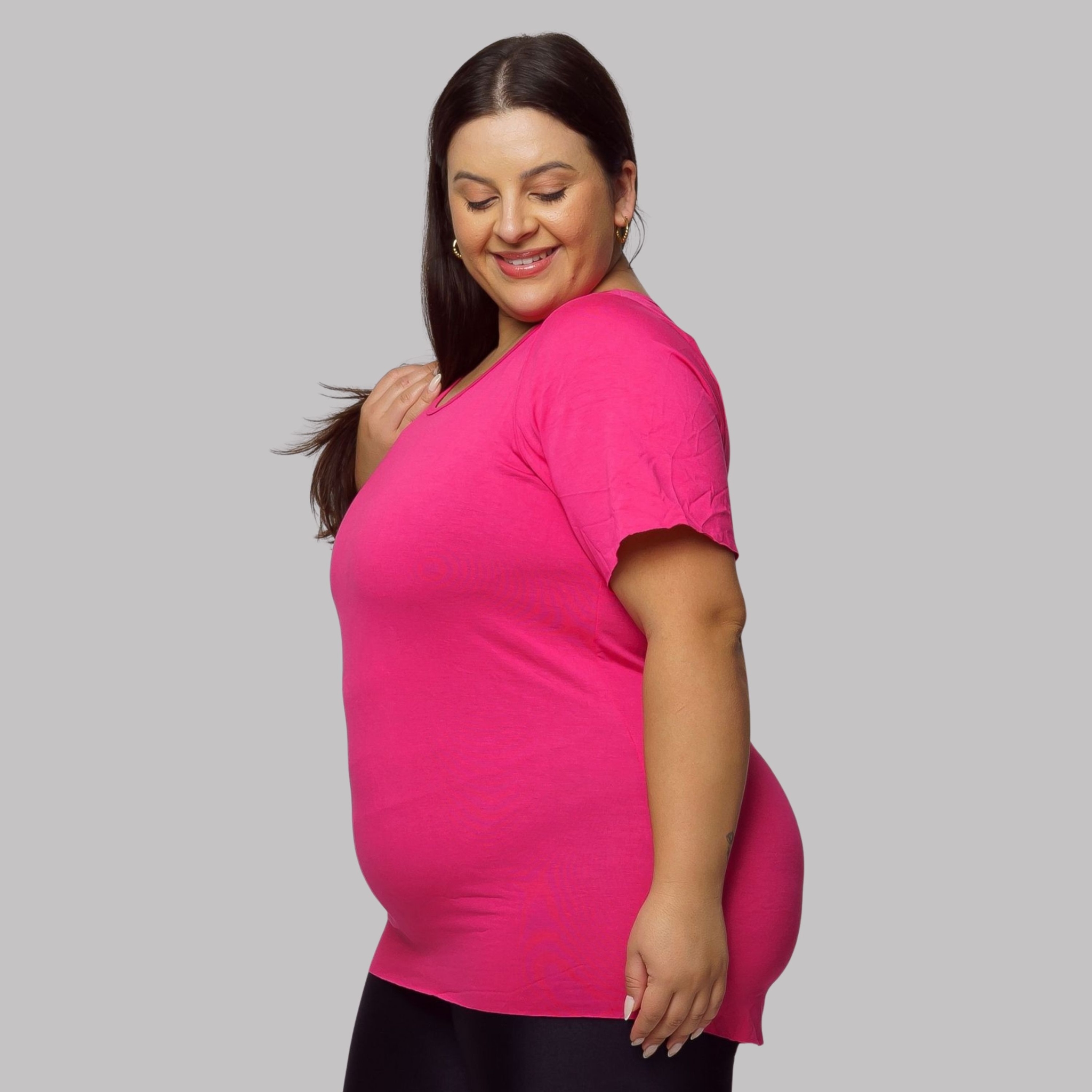 Blusa Detalhe em Tule Plus Size
