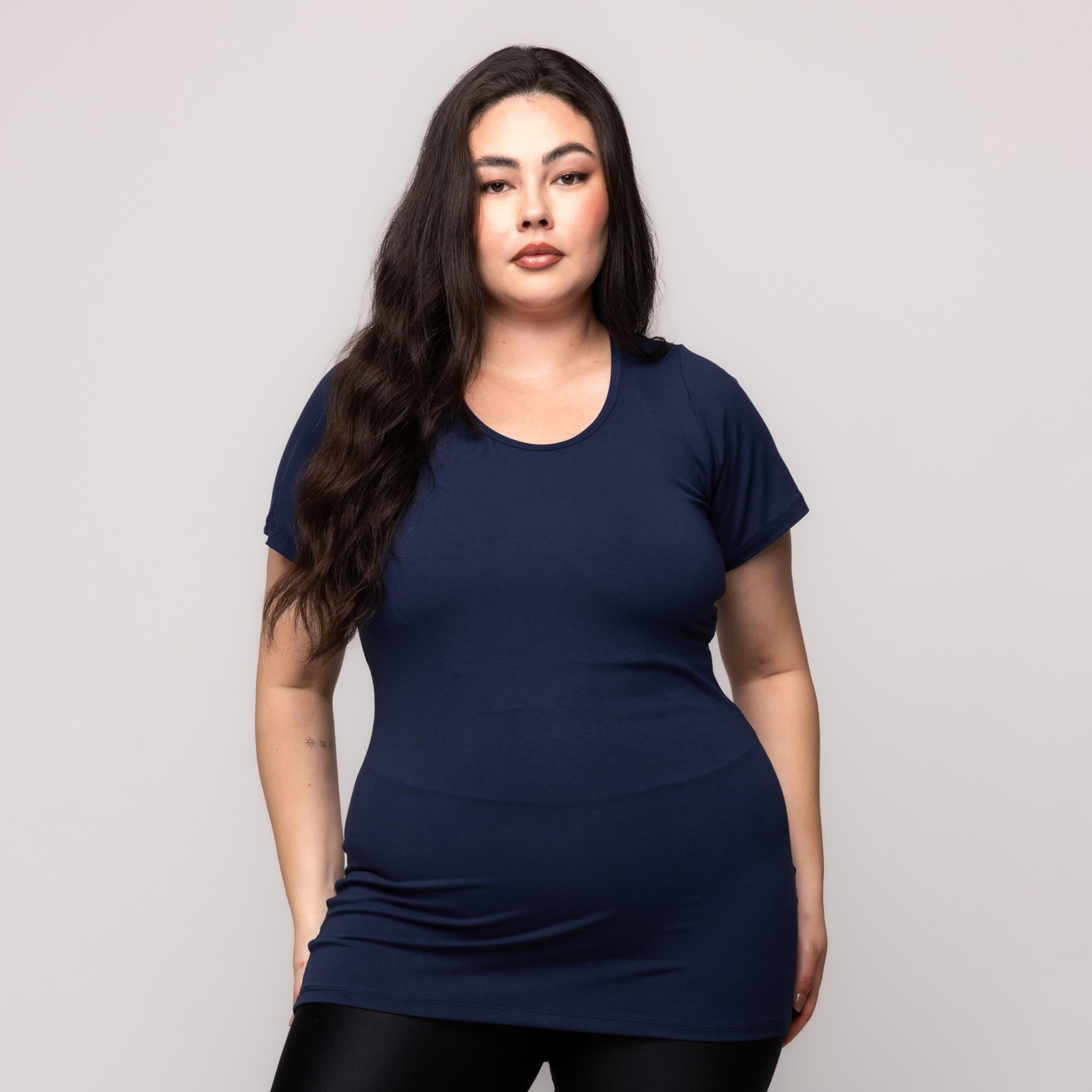 Blusa Tapa BumBum Plus Size - Marinho 46 Blusa Tapa BumBum Plus Size - Marinho 46