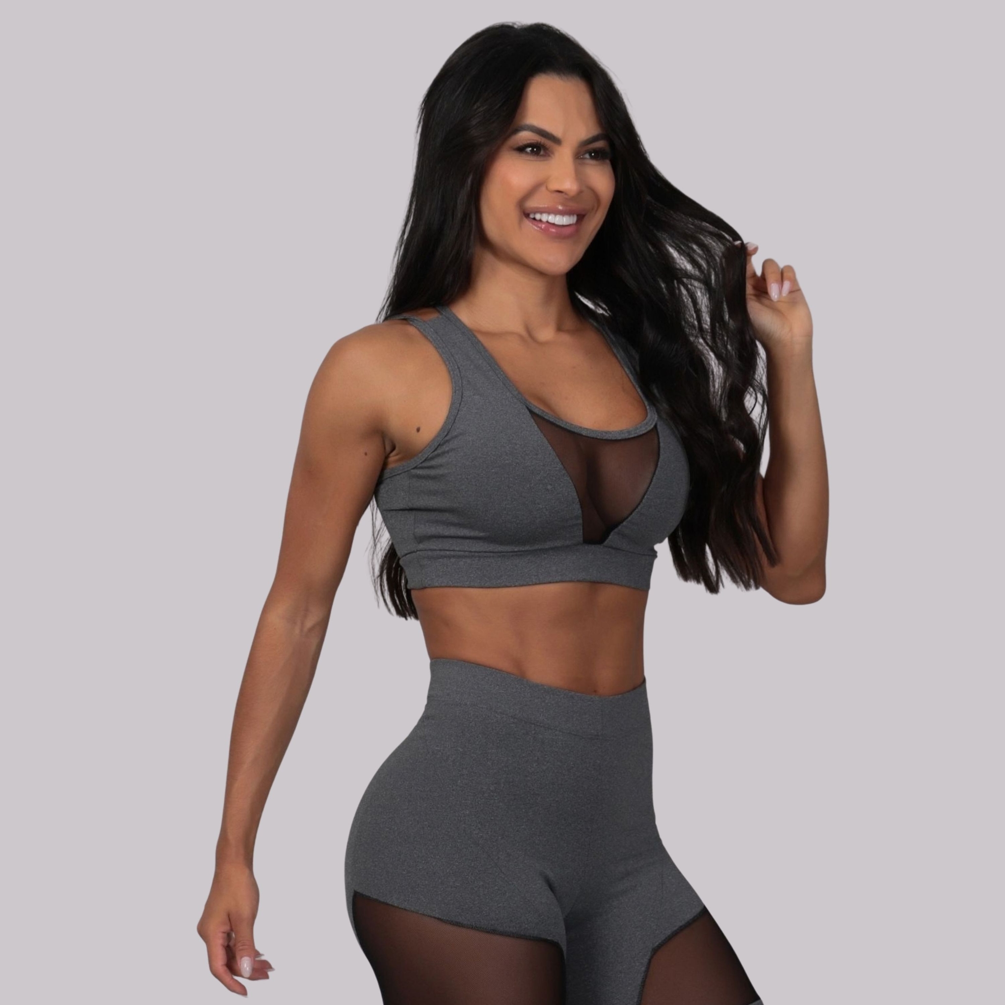 Top Fitness Feminina - Cinza P Top Fitness Feminina - Cinza P