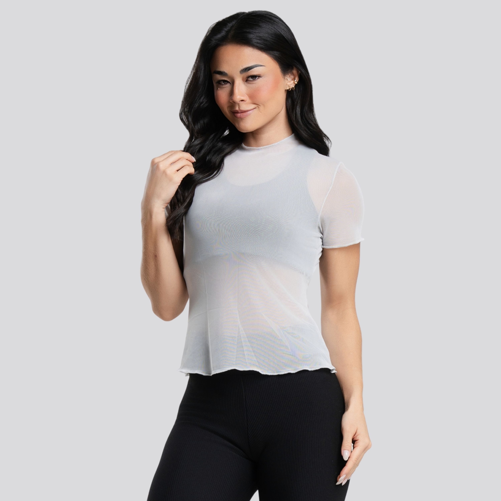 Cropped De Tule - Cinza P Cropped De Tule - Cinza P