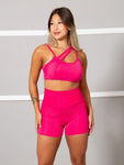 KIT 2 Conjuntos fitness Detalhe em Tule (bermuda+top)