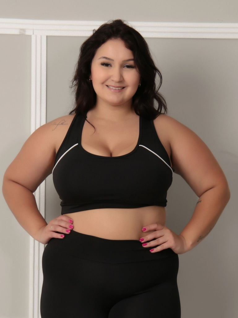 Top Feminino Fitness Preto Plus size com bojo – Galvic Fitness