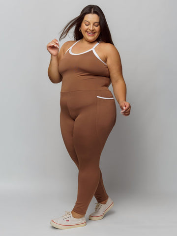 Macacão Fitness Com Bolso Plus Size