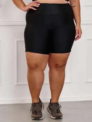 Bermuda Fitness Canelada C/Liso Plus Size